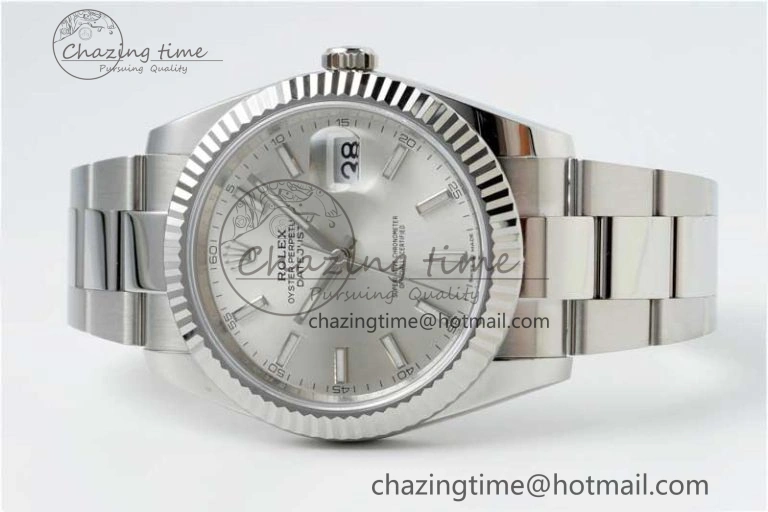 DateJust 41 126334 NTF 1:1 Best Edition 904L Steel Silver Stick Dial on Oyster Bracelet VR Contemporary 2282