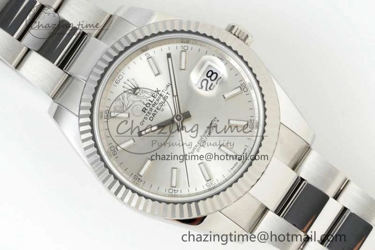 DateJust 41 126334 NTF 1:1 Best Edition 904L Steel Silver Stick Dial on Oyster Bracelet VR Contemporary 2282