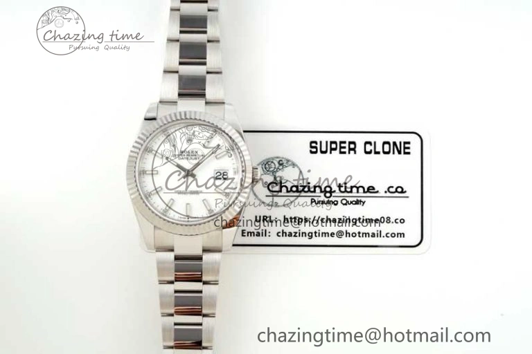 Chic DateJust 41 126334 NTF 1:1 Best Edition 904L Steel White Stick Dial on Oyster Bracelet VR 2281