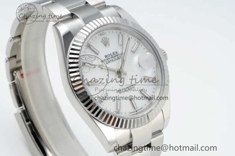 Chic DateJust 41 126334 NTF 1:1 Best Edition 904L Steel White Stick Dial on Oyster Bracelet VR 2281