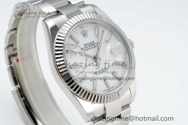 Chic DateJust 41 126334 NTF 1:1 Best Edition 904L Steel White Stick Dial on Oyster Bracelet VR 2281