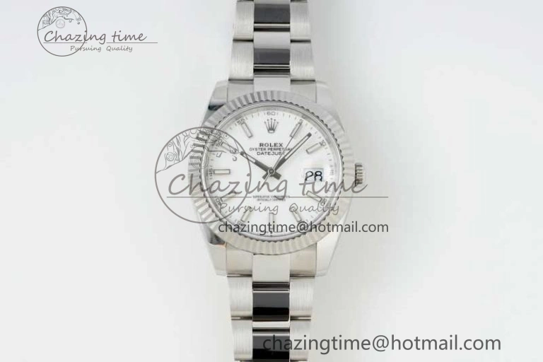 Chic DateJust 41 126334 NTF 1:1 Best Edition 904L Steel White Stick Dial on Oyster Bracelet VR 2281
