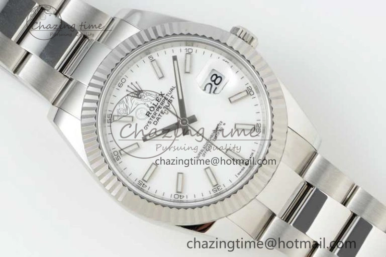 Chic DateJust 41 126334 NTF 1:1 Best Edition 904L Steel White Stick Dial on Oyster Bracelet VR 2281