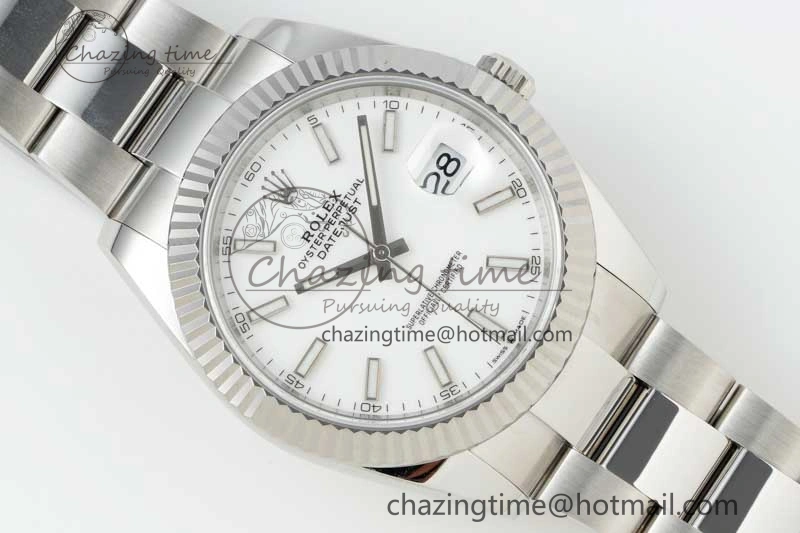 Chic DateJust 41 126334 NTF 1:1 Best Edition 904L Steel White Stick Dial on Oyster Bracelet VR 2281