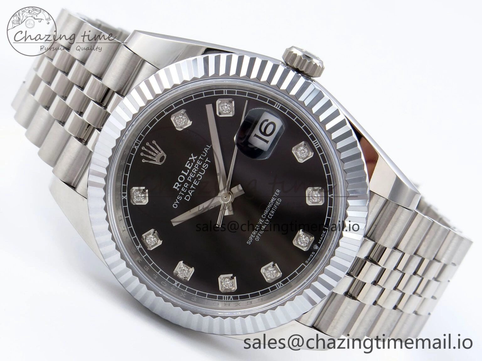 DateJust 41 126334 QF+ 1:1 Best Edition 904L Steel Black Diamonds Dial on SS Jubilee Bracelet VR Durable 937