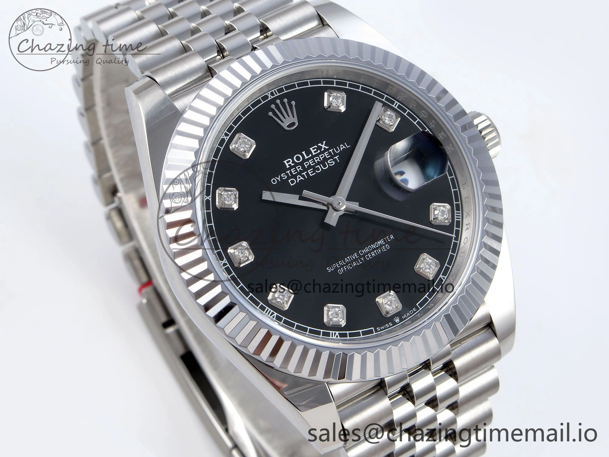 DateJust 41 126334 QF+ 1:1 Best Edition 904L Steel Black Diamonds Dial on SS Jubilee Bracelet VR Durable 937