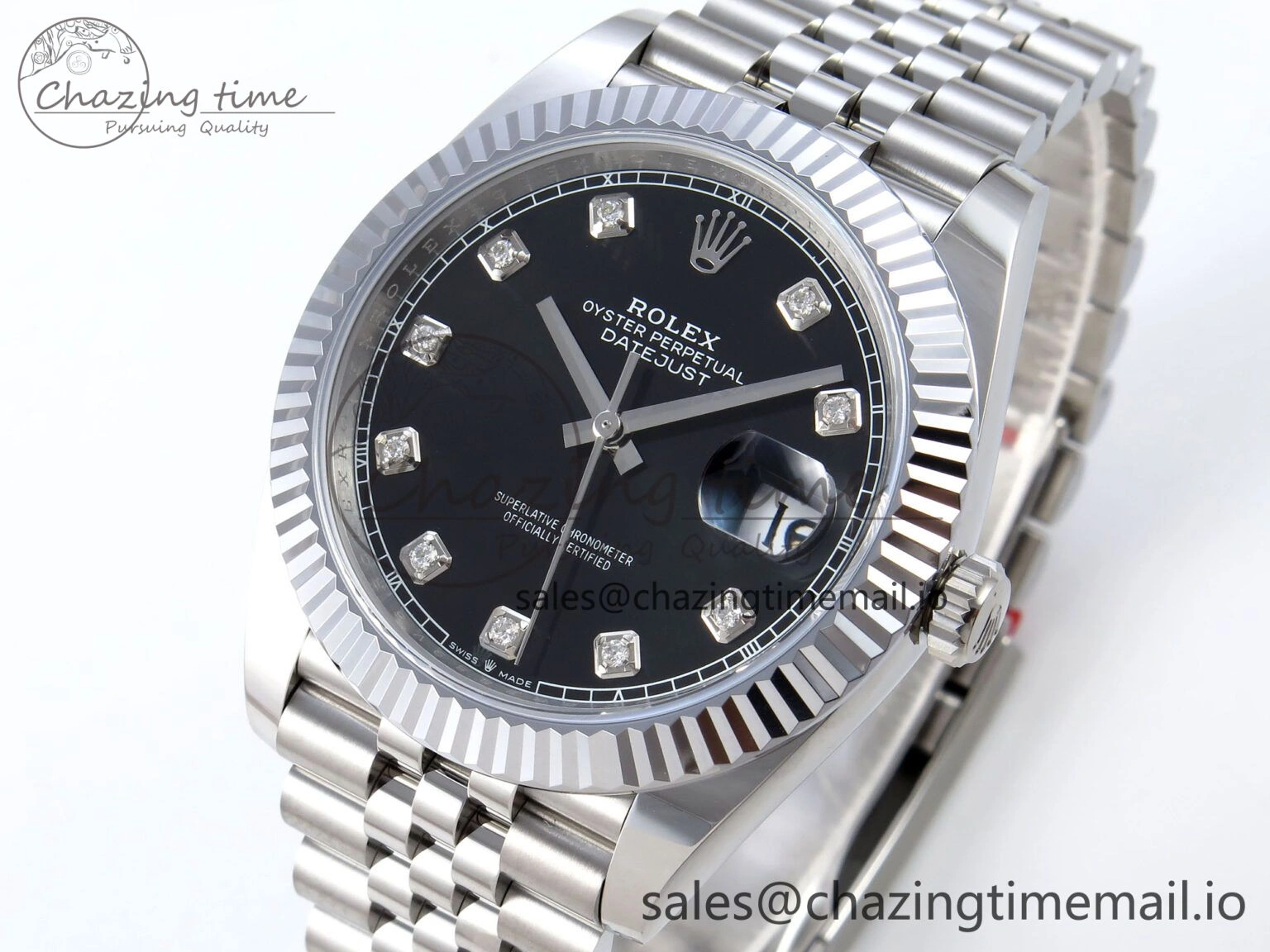 DateJust 41 126334 QF+ 1:1 Best Edition 904L Steel Black Diamonds Dial on SS Jubilee Bracelet VR Durable 937