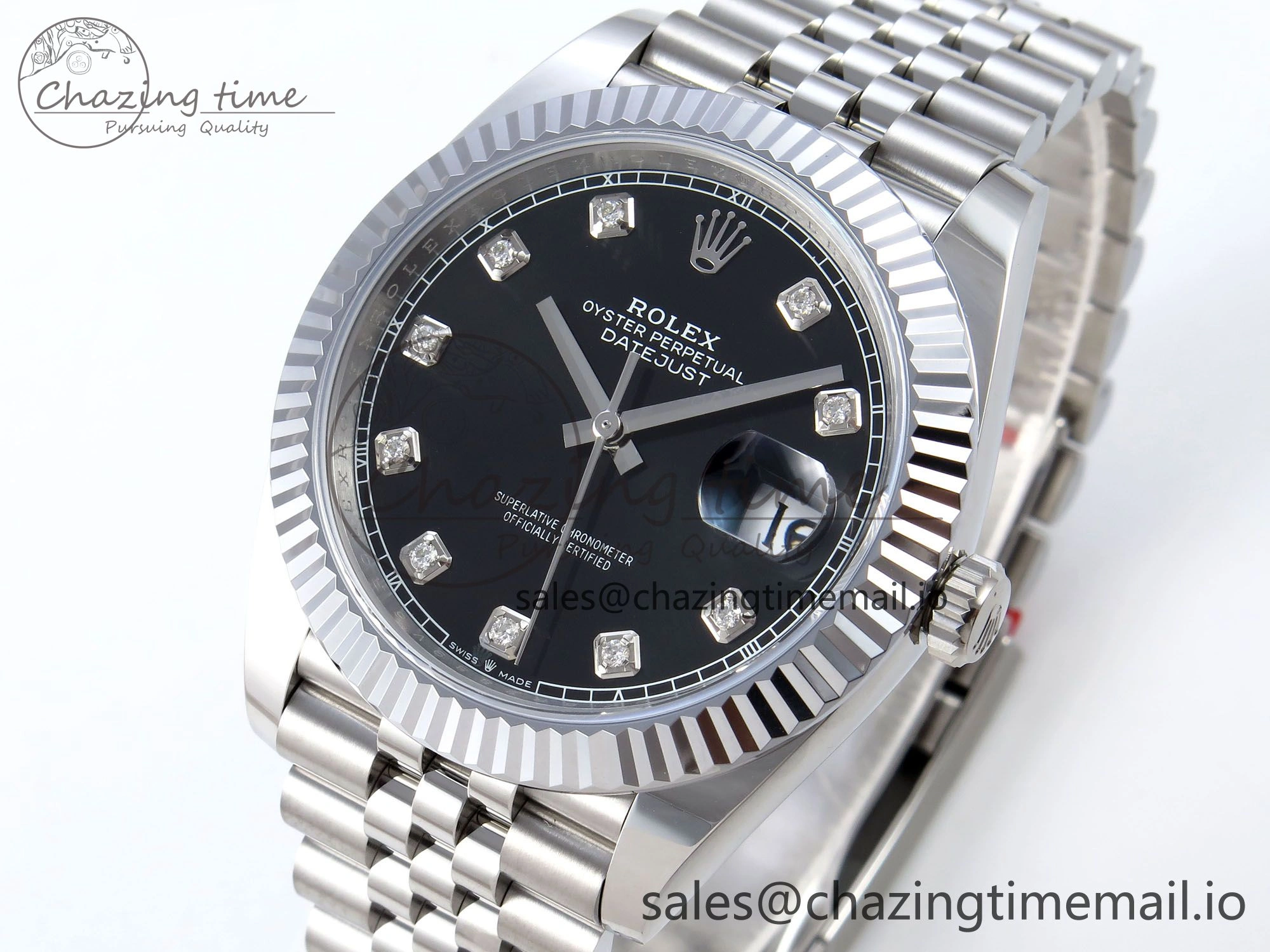 DateJust 41 126334 QF+ 1:1 Best Edition 904L Steel Black Diamonds Dial on SS Jubilee Bracelet VR Durable 937