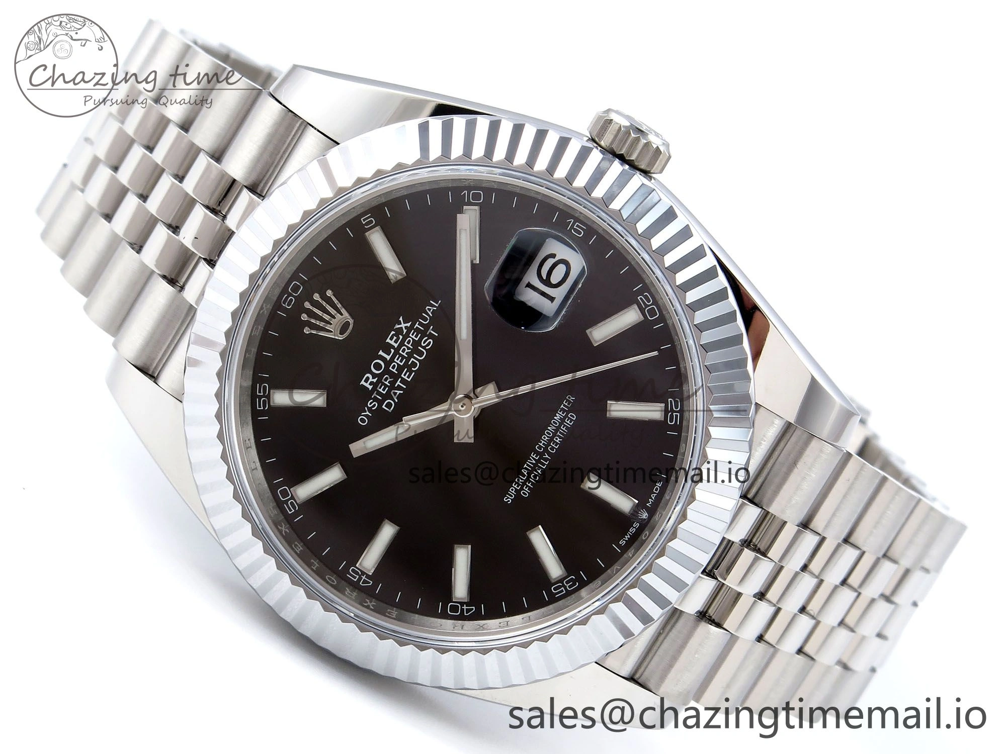 DateJust 41 126334 QF+ 1:1 Best Edition 904L Steel Black Stick Dial on SS Jubilee Bracelet VR ZeroBulk 942