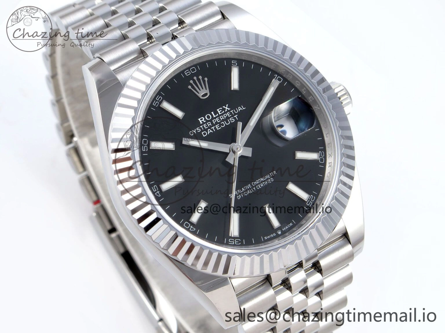 DateJust 41 126334 QF+ 1:1 Best Edition 904L Steel Black Stick Dial on SS Jubilee Bracelet VR ZeroBulk 942