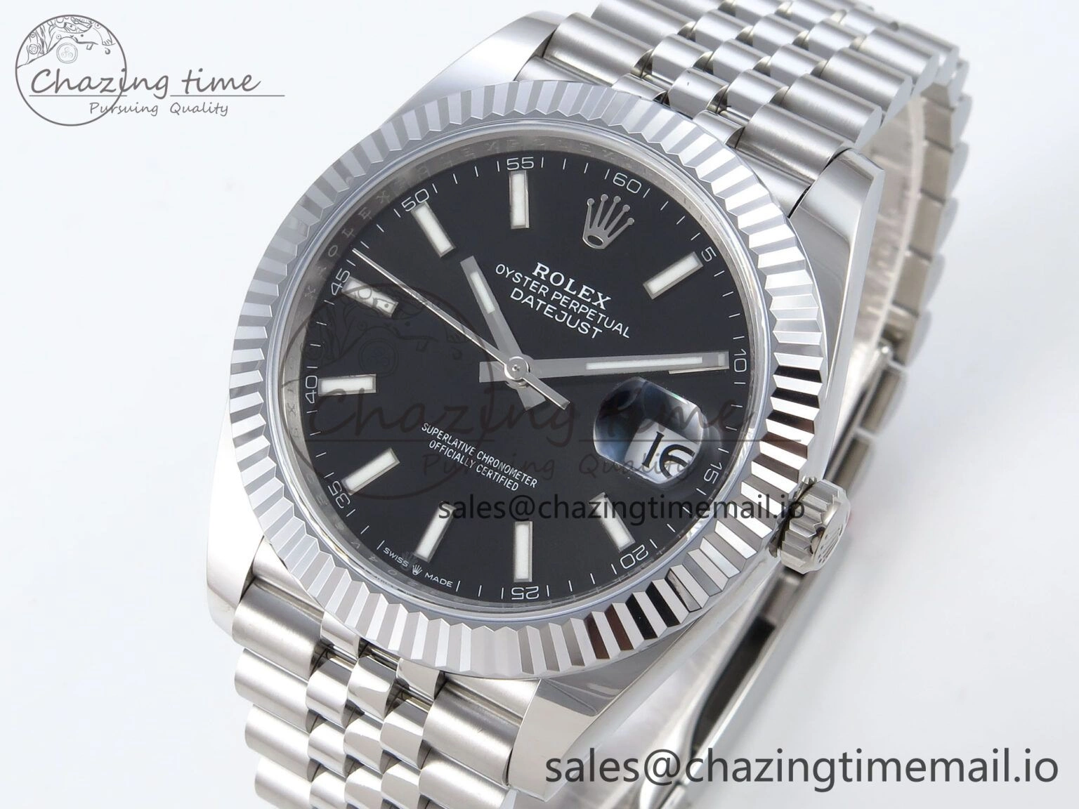 DateJust 41 126334 QF+ 1:1 Best Edition 904L Steel Black Stick Dial on SS Jubilee Bracelet VR ZeroBulk 942