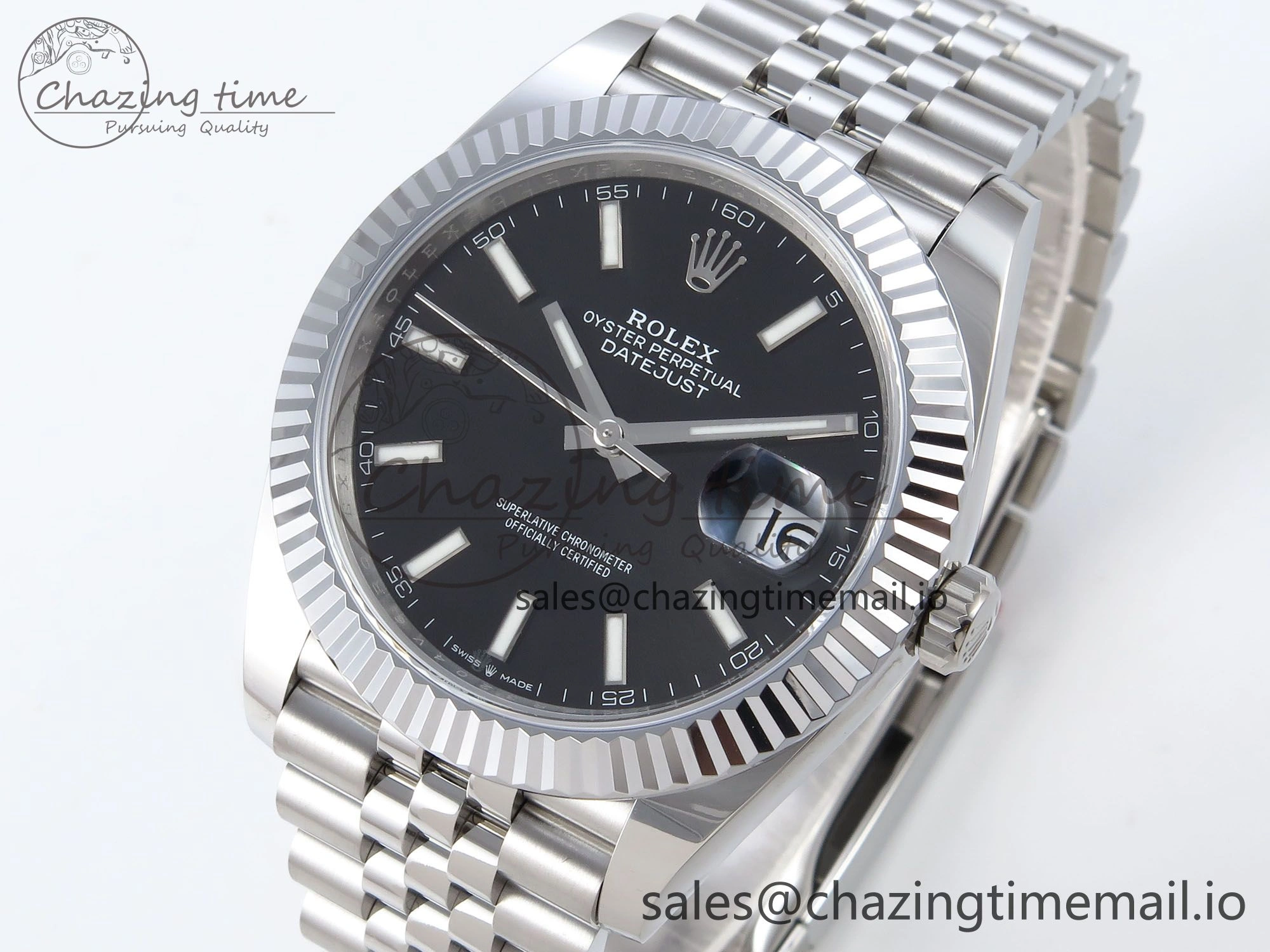 DateJust 41 126334 QF+ 1:1 Best Edition 904L Steel Black Stick Dial on SS Jubilee Bracelet VR ZeroBulk 942