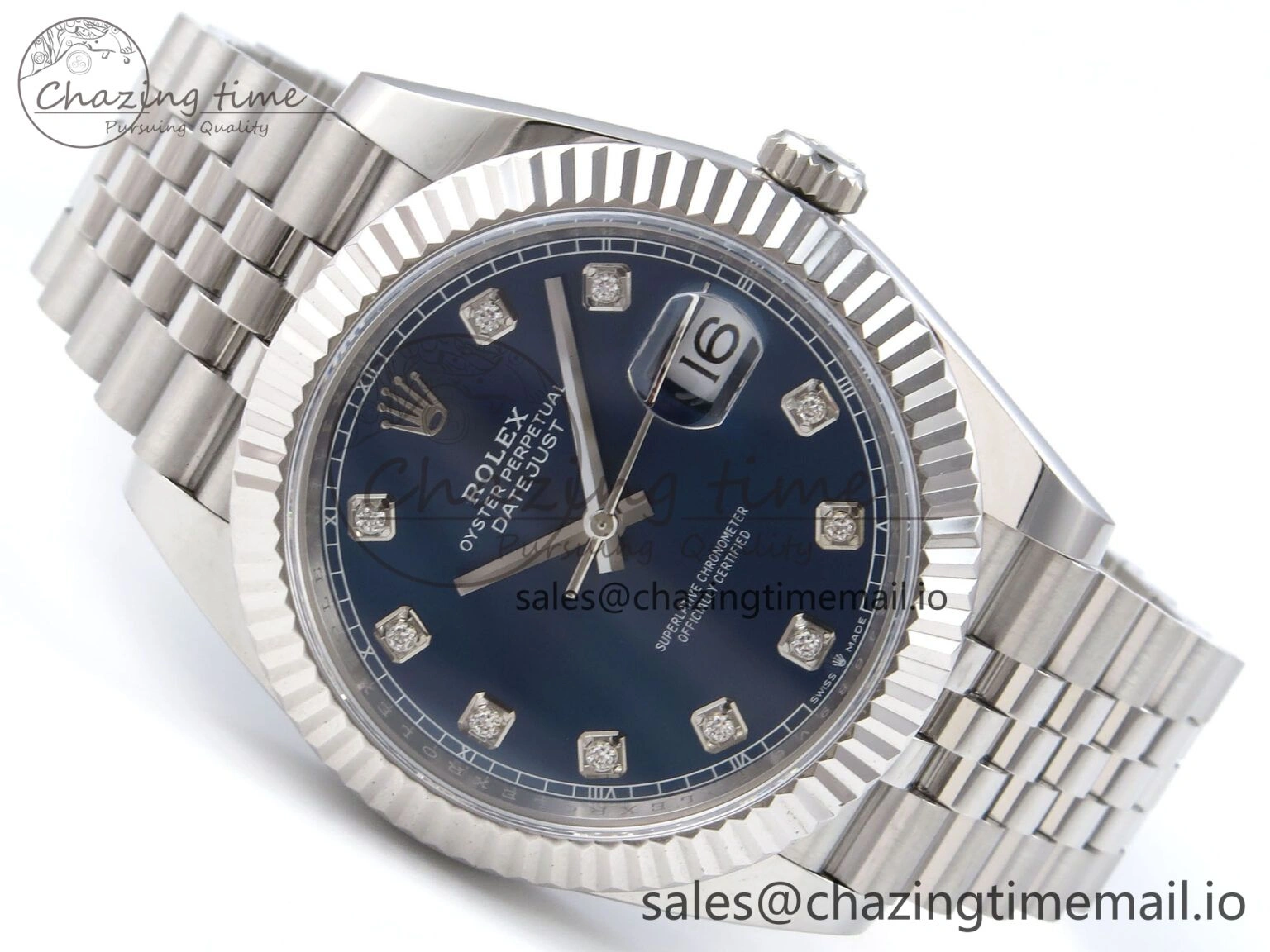 DateJust 41 126334 QF+ 1:1 Best Edition 904L Steel Blue Diamonds Dial on SS Jubilee Bracelet VR Thermal 938