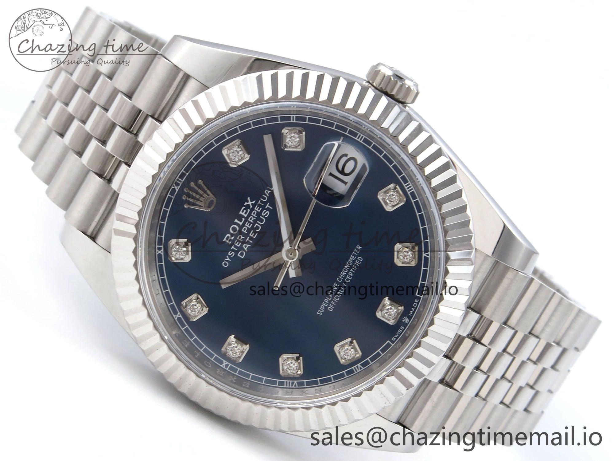 DateJust 41 126334 QF+ 1:1 Best Edition 904L Steel Blue Diamonds Dial on SS Jubilee Bracelet VR Thermal 938