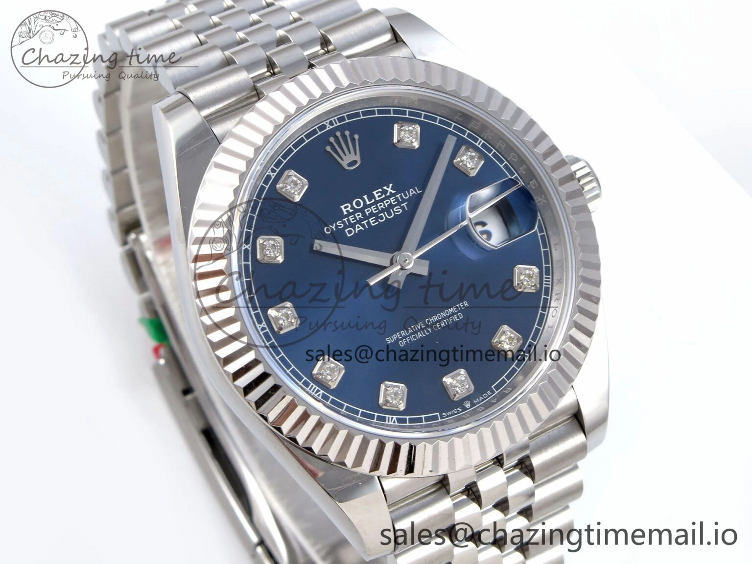 DateJust 41 126334 QF+ 1:1 Best Edition 904L Steel Blue Diamonds Dial on SS Jubilee Bracelet VR Thermal 938