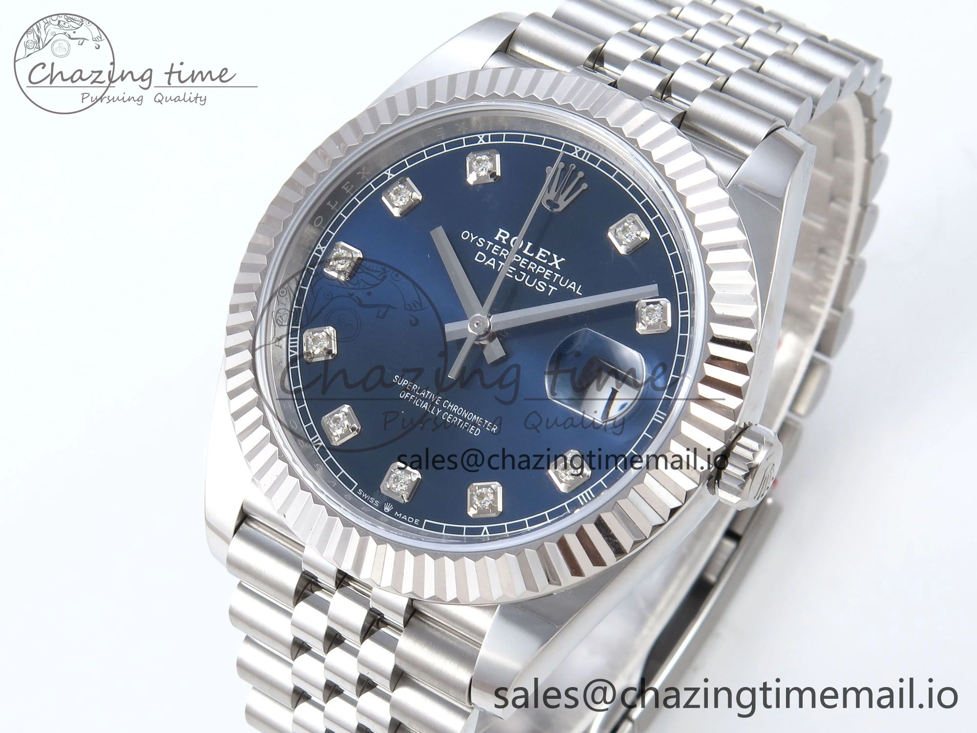 DateJust 41 126334 QF+ 1:1 Best Edition 904L Steel Blue Diamonds Dial on SS Jubilee Bracelet VR Thermal 938