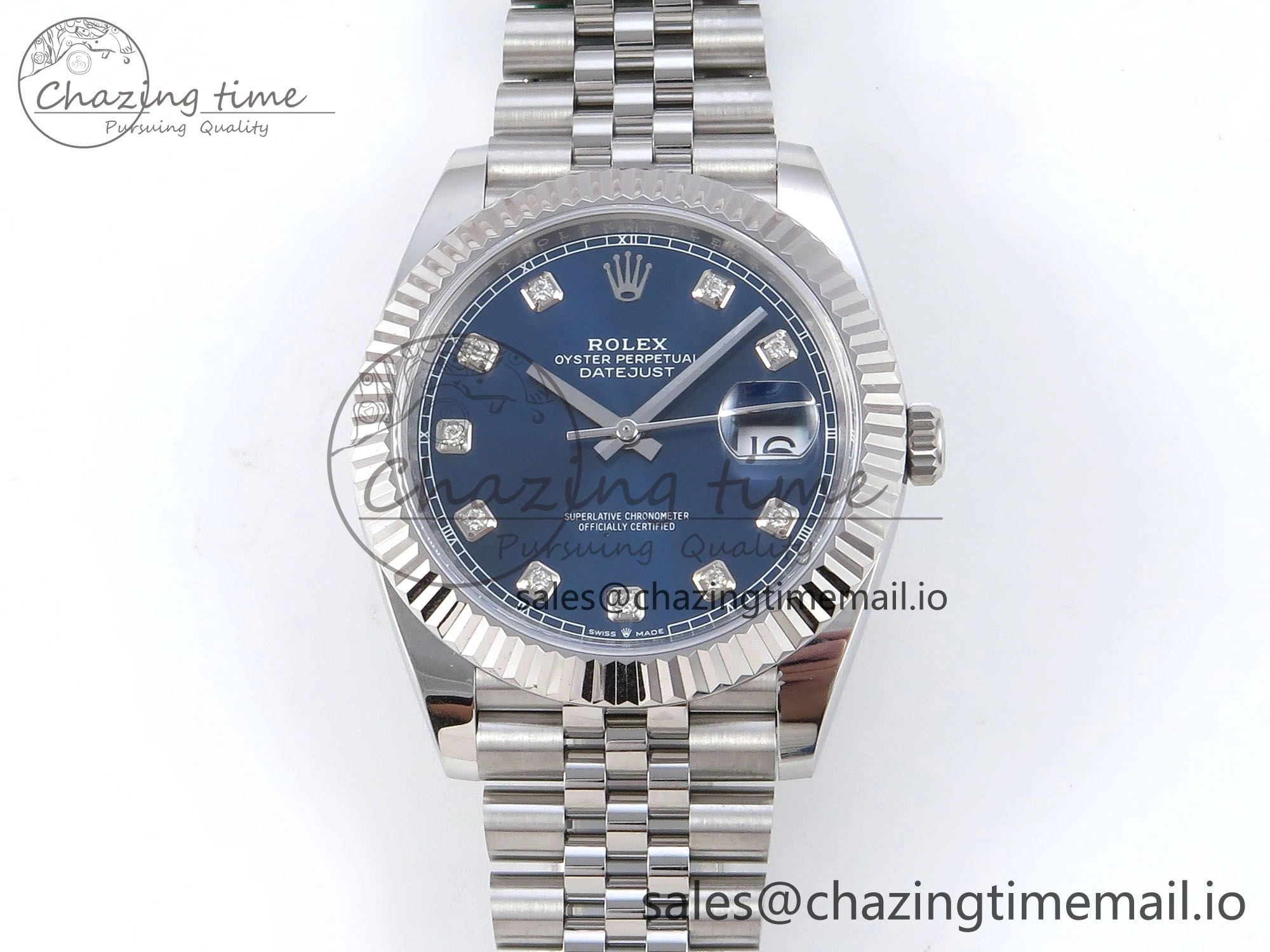 DateJust 41 126334 QF+ 1:1 Best Edition 904L Steel Blue Diamonds Dial on SS Jubilee Bracelet VR Thermal 938