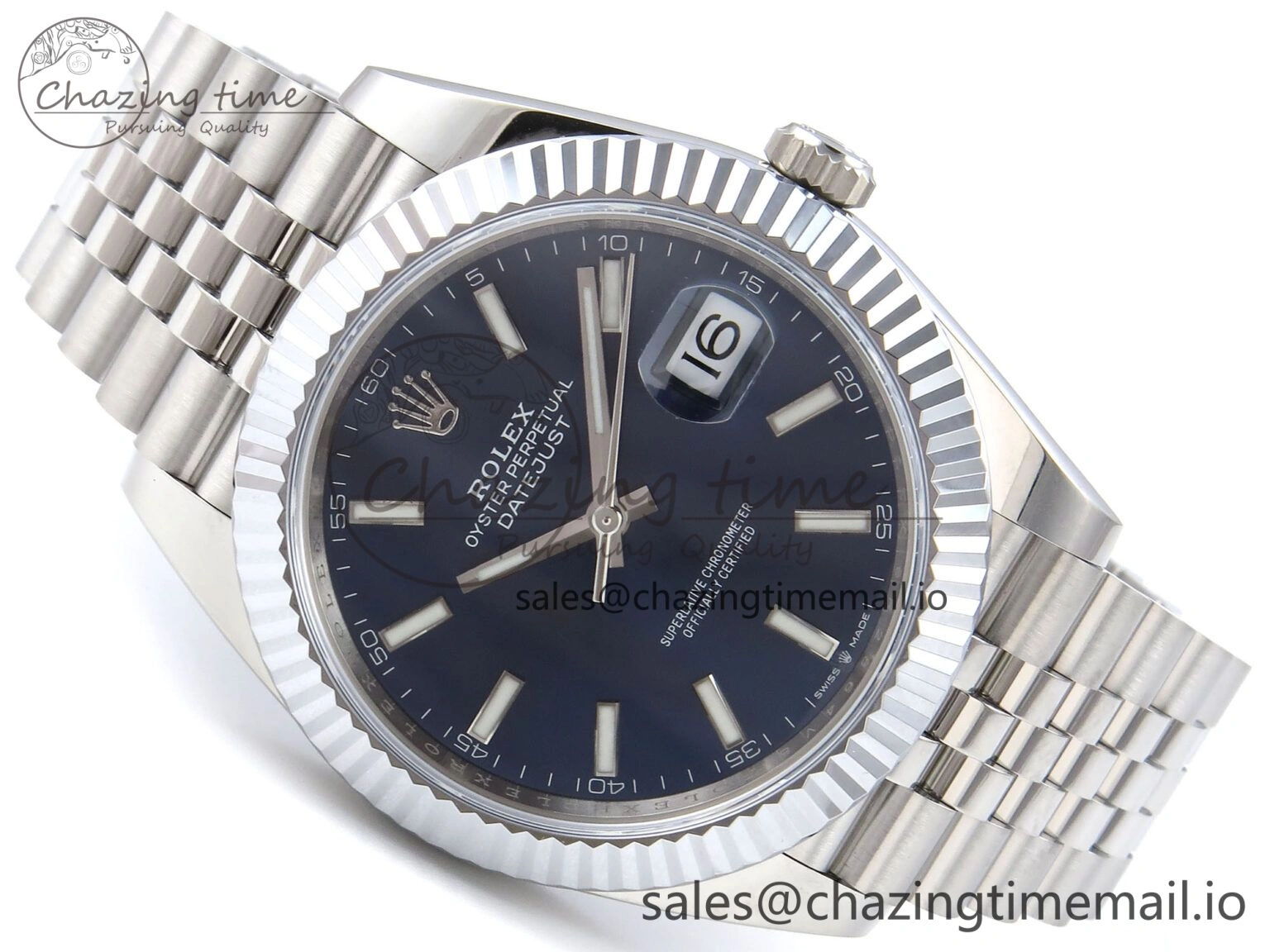 DateJust 41 126334 QF+ 1:1 Best Edition 904L Steel Blue Stick Dial on SS Jubilee Bracelet VR Thermal 932