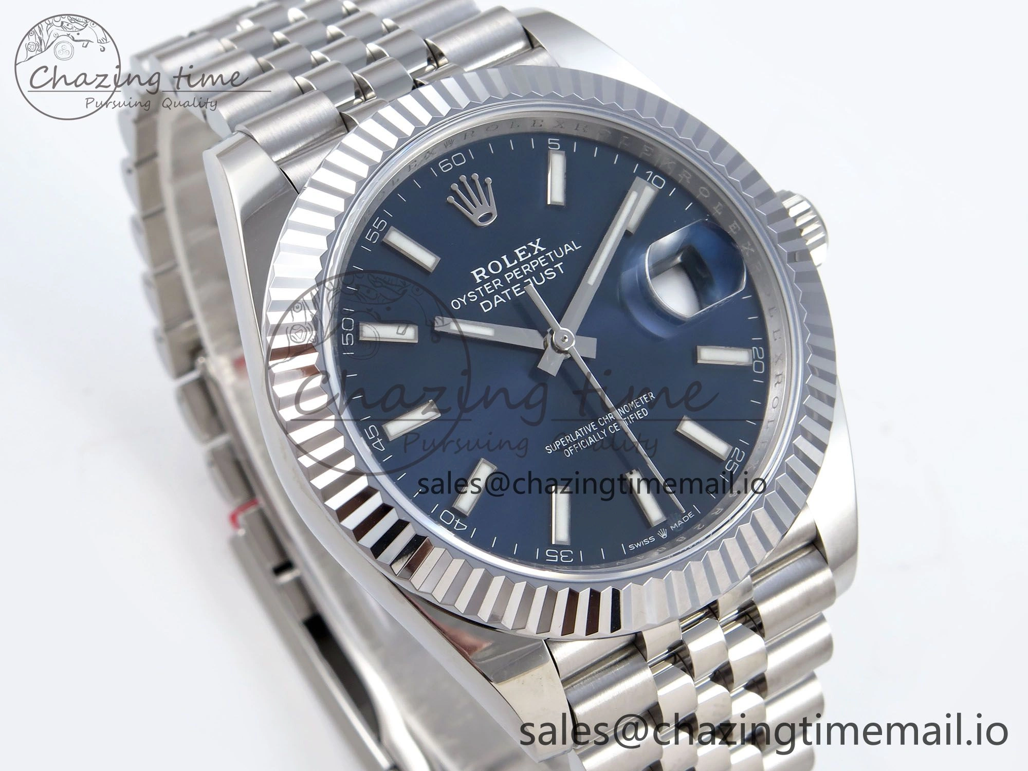 DateJust 41 126334 QF+ 1:1 Best Edition 904L Steel Blue Stick Dial on SS Jubilee Bracelet VR Thermal 932