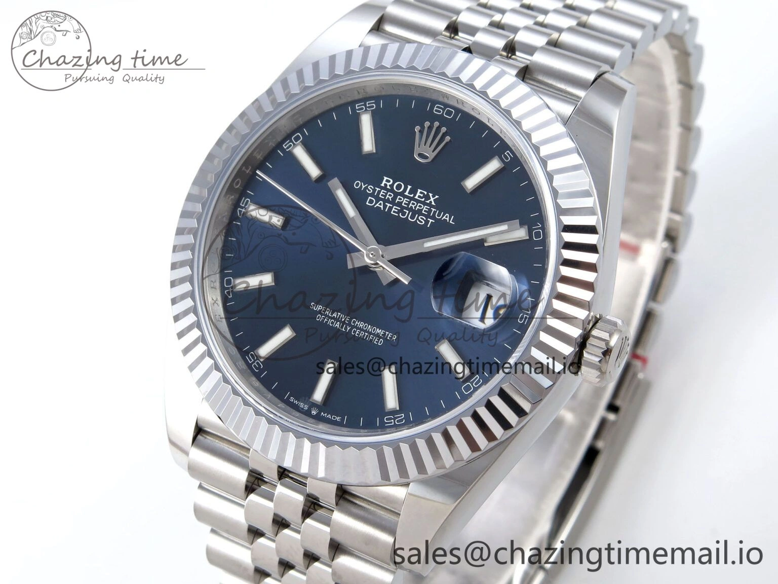 DateJust 41 126334 QF+ 1:1 Best Edition 904L Steel Blue Stick Dial on SS Jubilee Bracelet VR Thermal 932