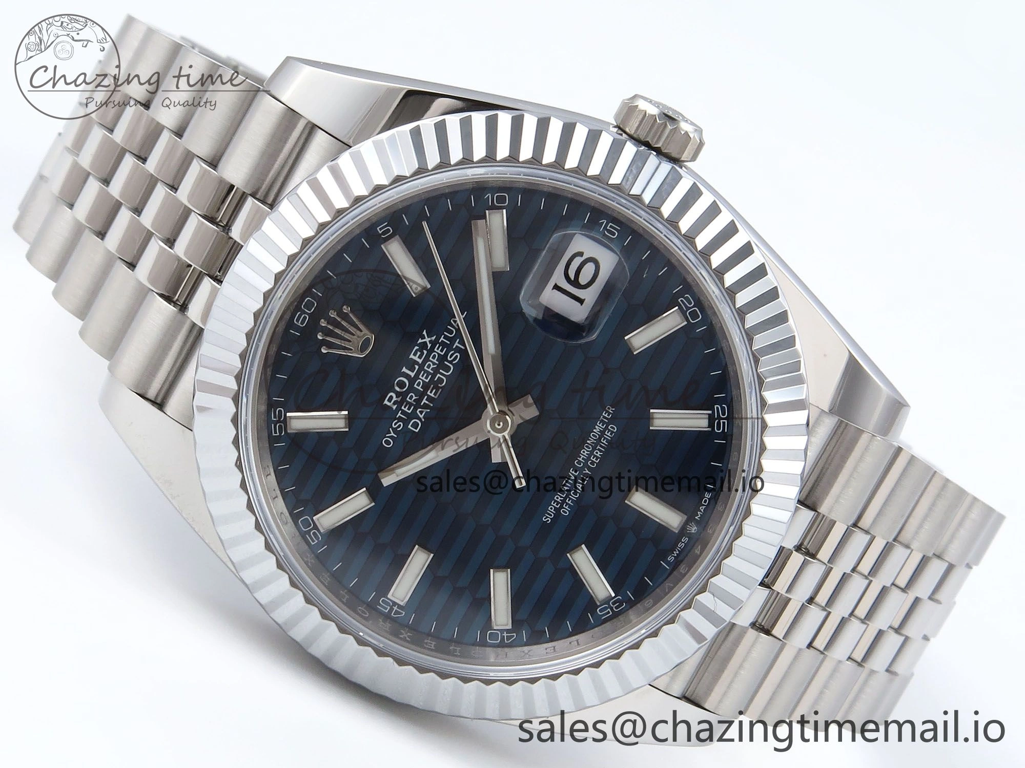 Refined DateJust 41 126334 QF+ 1:1 Best Edition 904L Steel Blue Textured Stick Dial on SS Jubilee Bracelet VR 941
