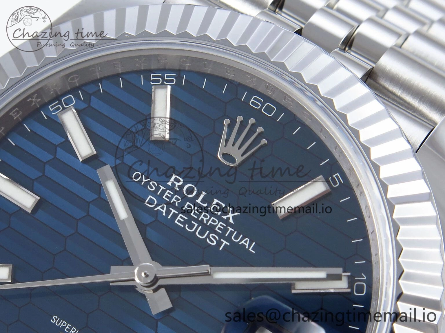 Refined DateJust 41 126334 QF+ 1:1 Best Edition 904L Steel Blue Textured Stick Dial on SS Jubilee Bracelet VR 941