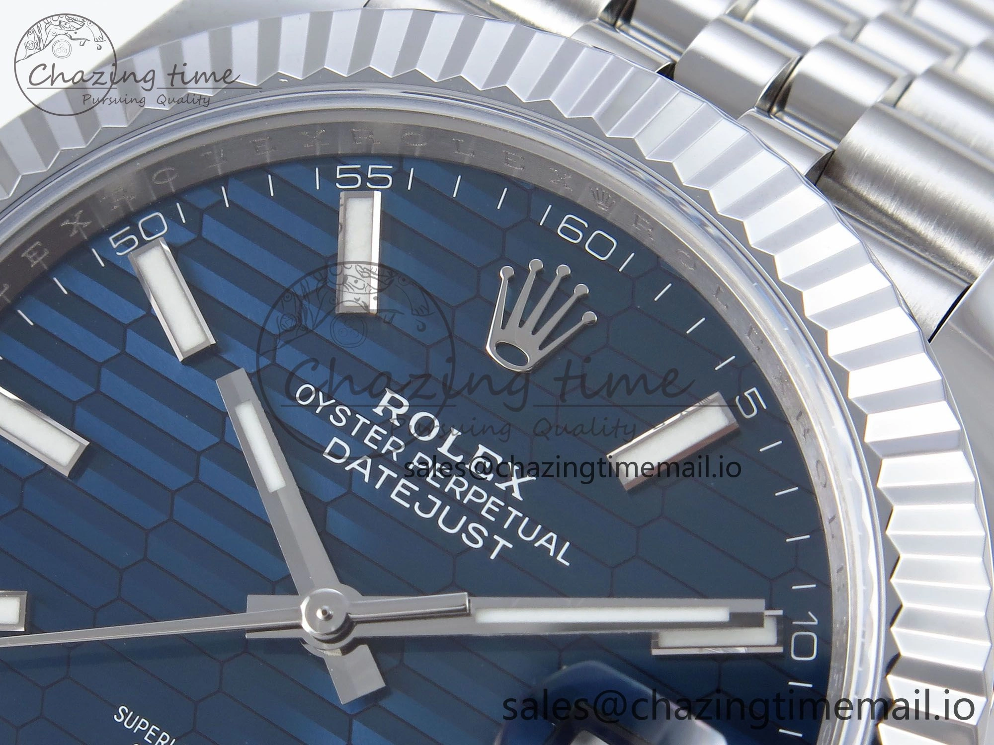 Refined DateJust 41 126334 QF+ 1:1 Best Edition 904L Steel Blue Textured Stick Dial on SS Jubilee Bracelet VR 941