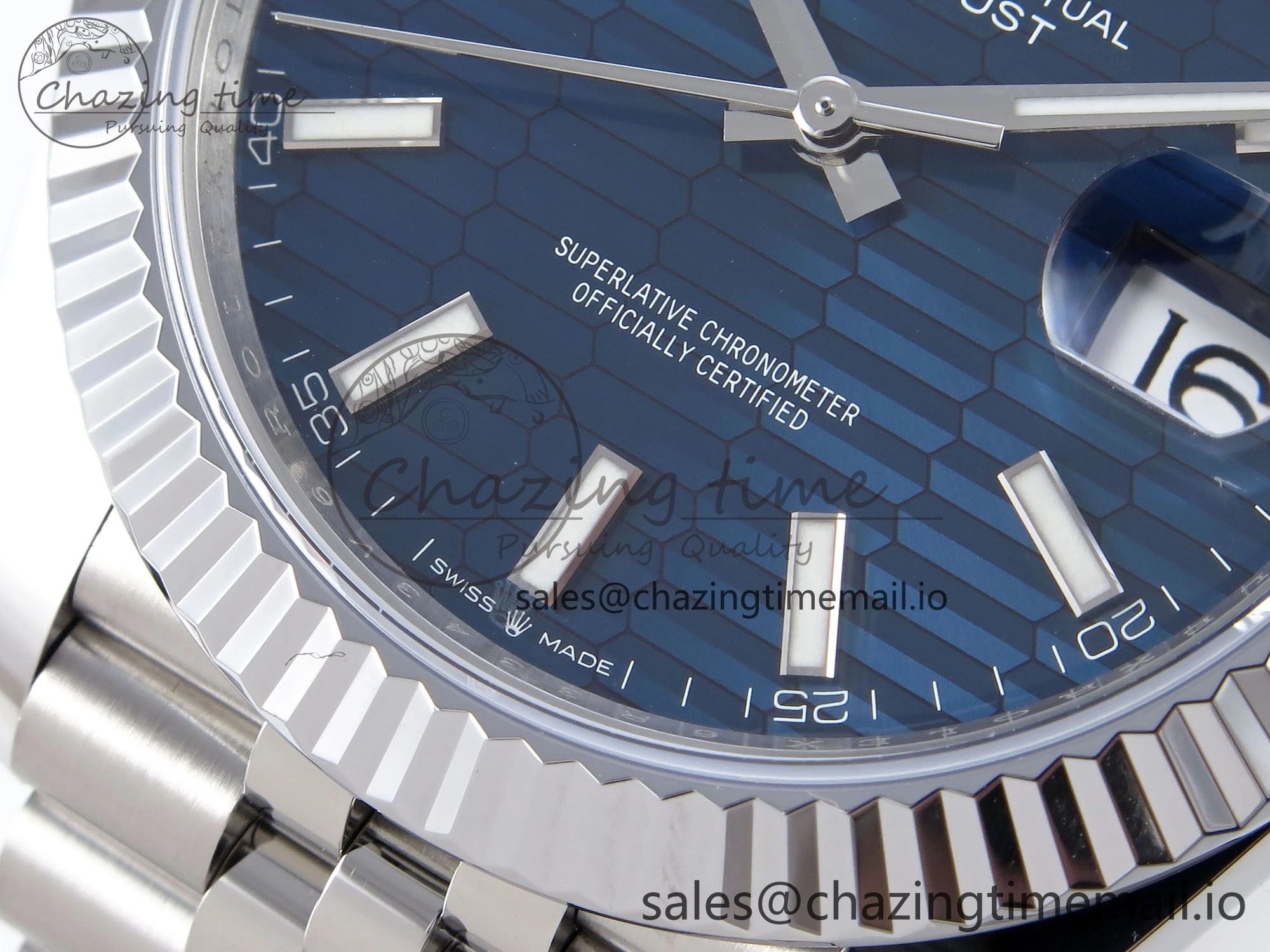 Refined DateJust 41 126334 QF+ 1:1 Best Edition 904L Steel Blue Textured Stick Dial on SS Jubilee Bracelet VR 941