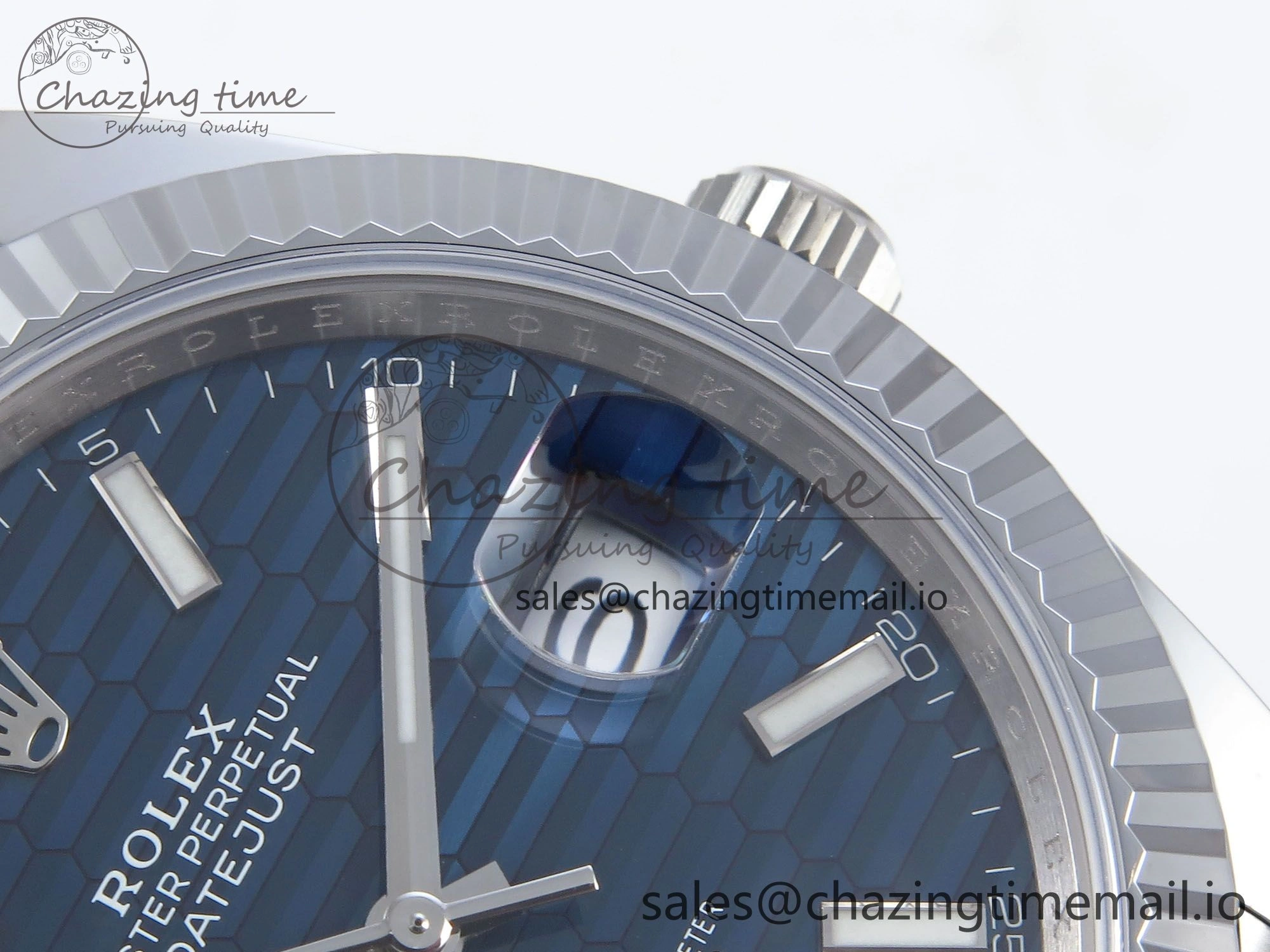 Refined DateJust 41 126334 QF+ 1:1 Best Edition 904L Steel Blue Textured Stick Dial on SS Jubilee Bracelet VR 941