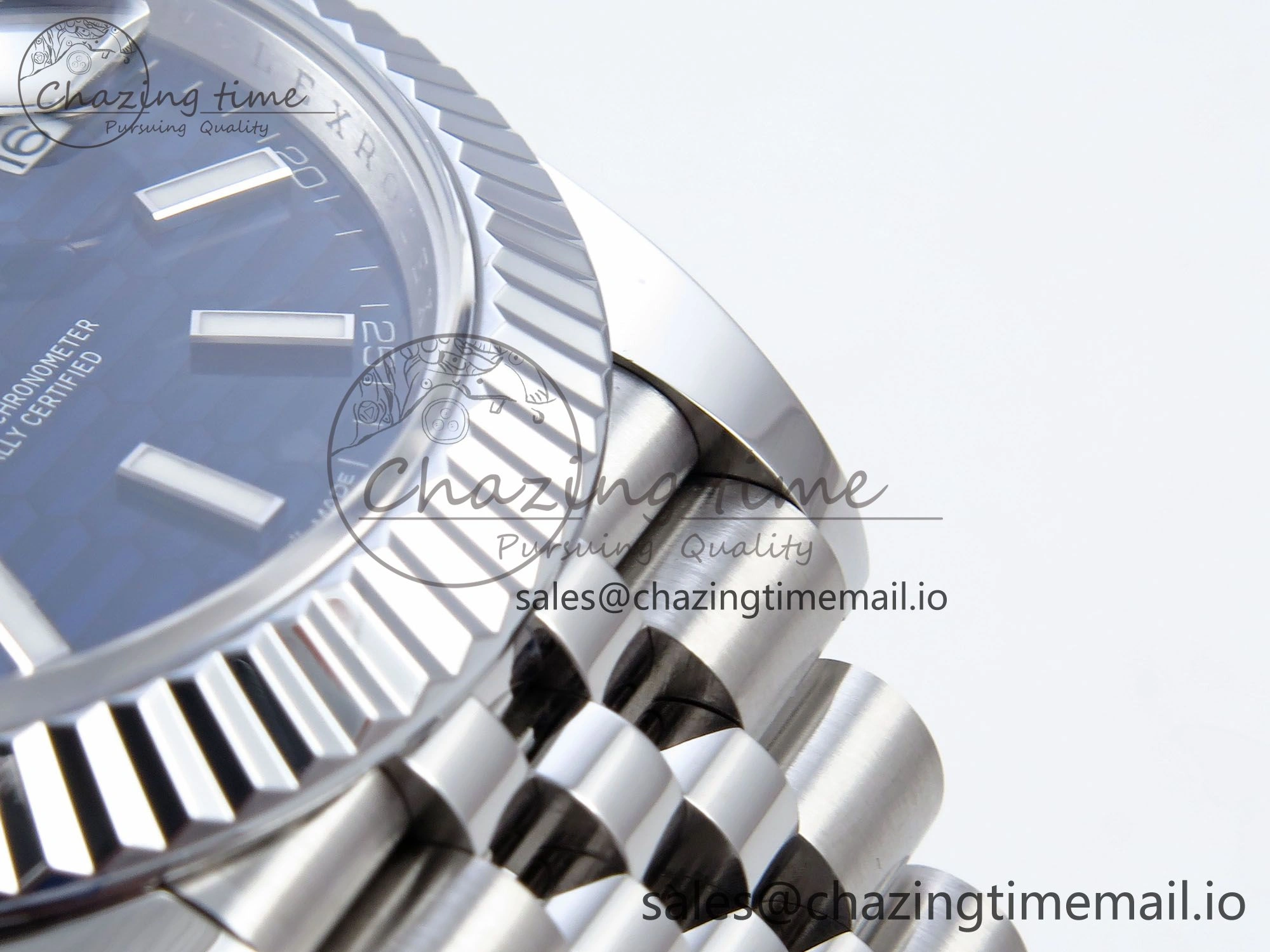 Refined DateJust 41 126334 QF+ 1:1 Best Edition 904L Steel Blue Textured Stick Dial on SS Jubilee Bracelet VR 941