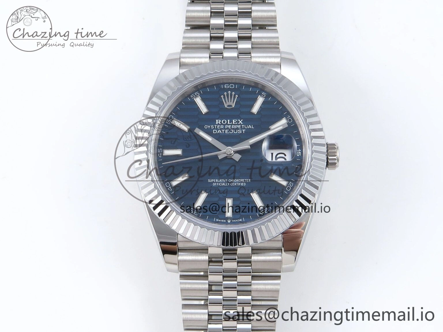 Refined DateJust 41 126334 QF+ 1:1 Best Edition 904L Steel Blue Textured Stick Dial on SS Jubilee Bracelet VR 941