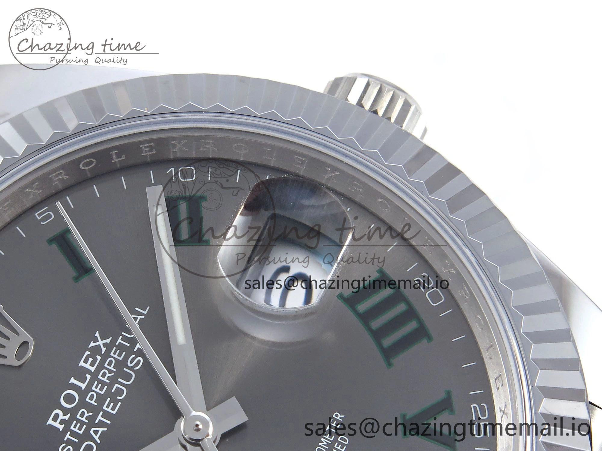 DateJust 41 126334 QF+ 1:1 Best Edition 904L Steel Gray Dial Green Roman Marker on SS Jubilee Bracelet VR EasyCare 933