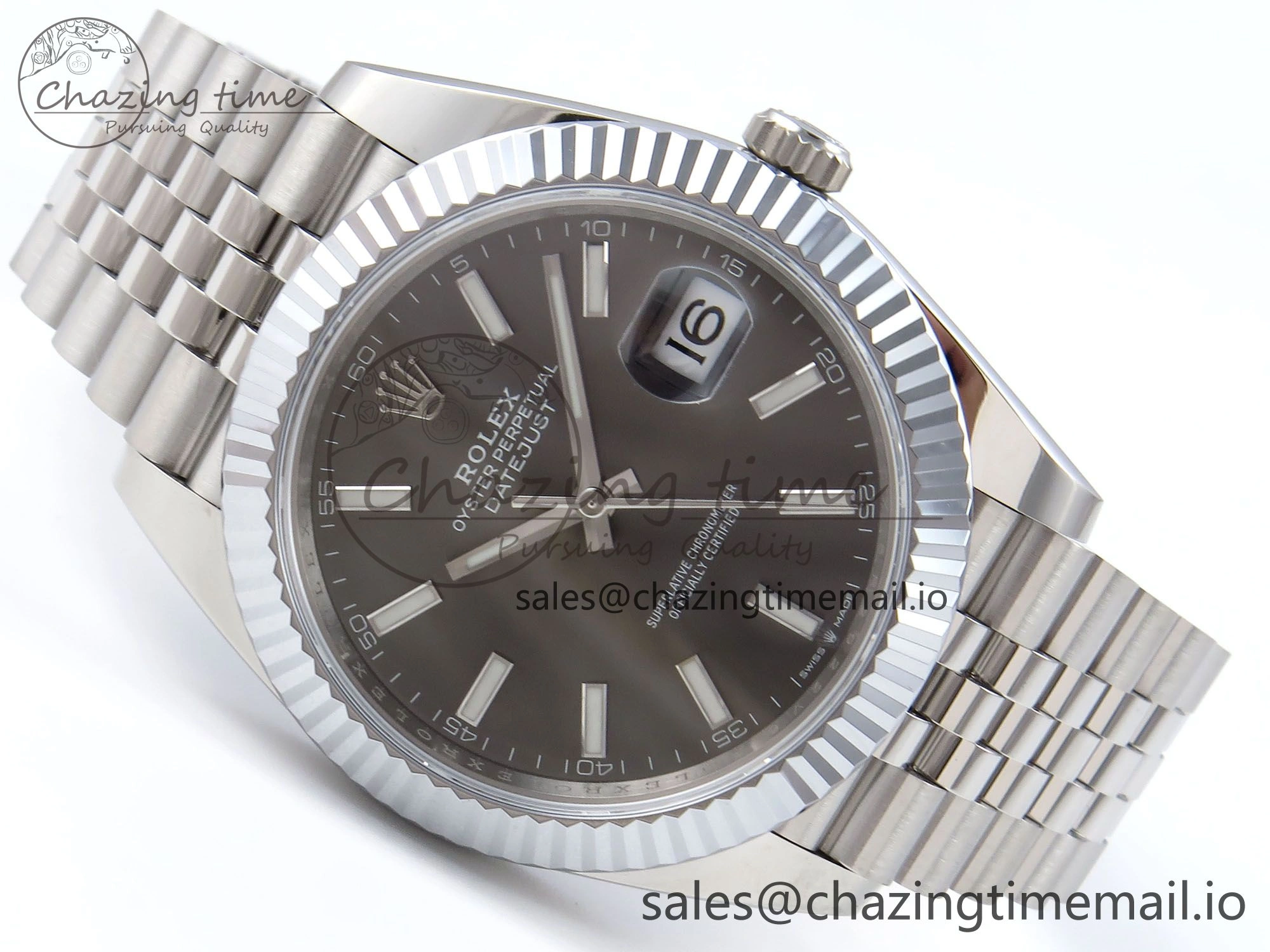 DateJust 41 126334 QF+ 1:1 Best Edition 904L Steel Gray Stick Dial on SS Jubilee Bracelet VR Minimalist 939