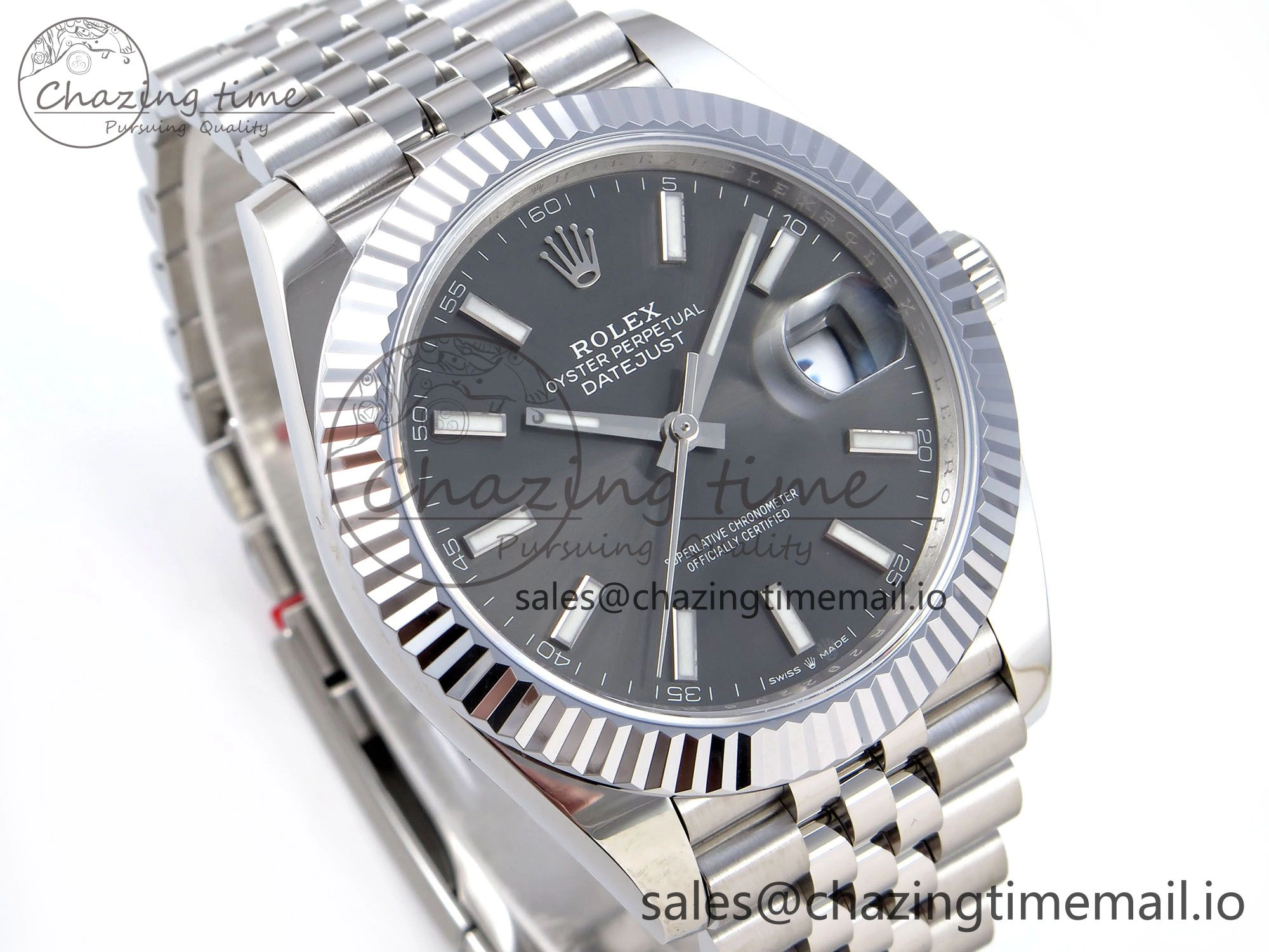 DateJust 41 126334 QF+ 1:1 Best Edition 904L Steel Gray Stick Dial on SS Jubilee Bracelet VR Minimalist 939