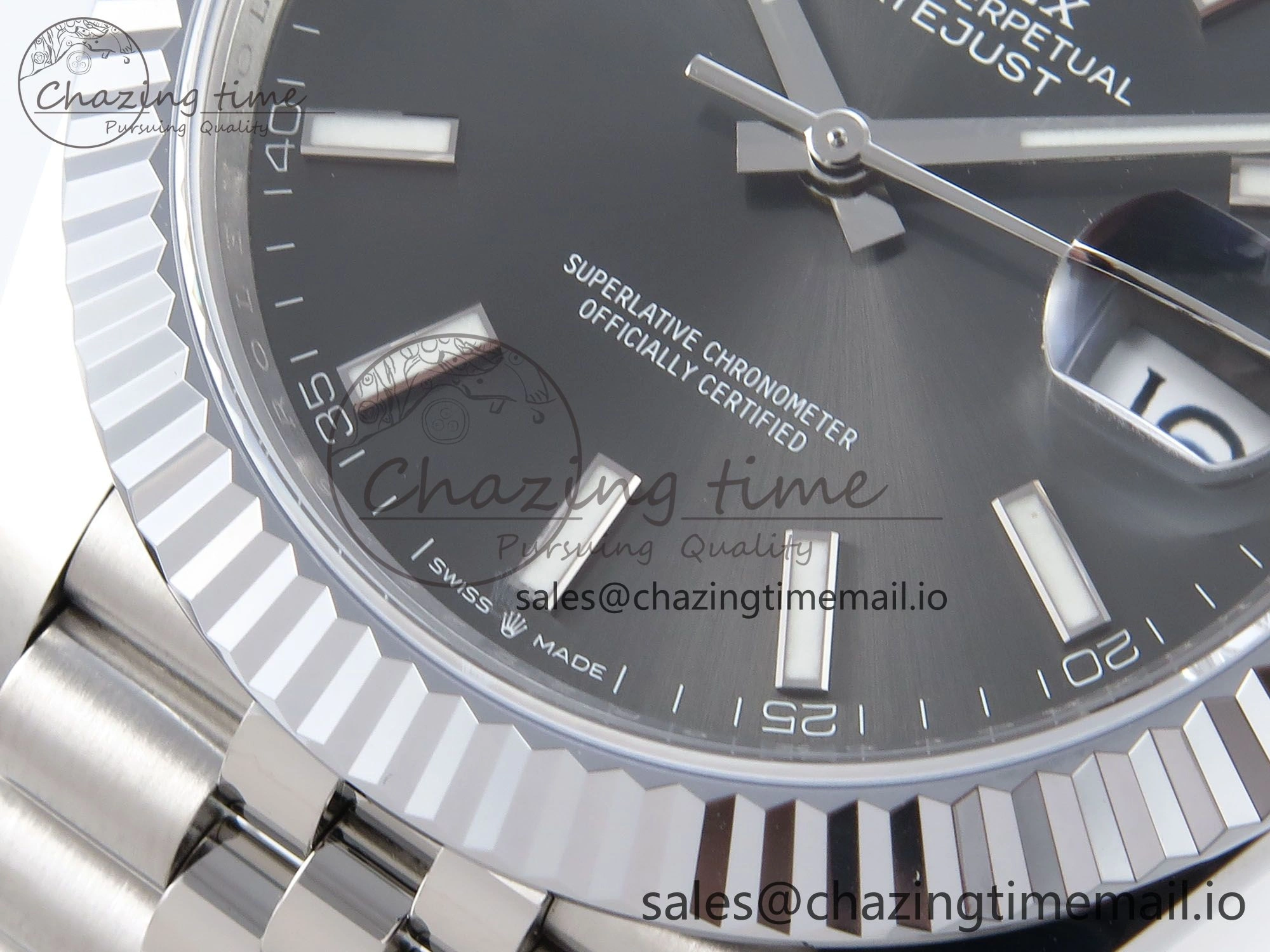 DateJust 41 126334 QF+ 1:1 Best Edition 904L Steel Gray Stick Dial on SS Jubilee Bracelet VR Minimalist 939