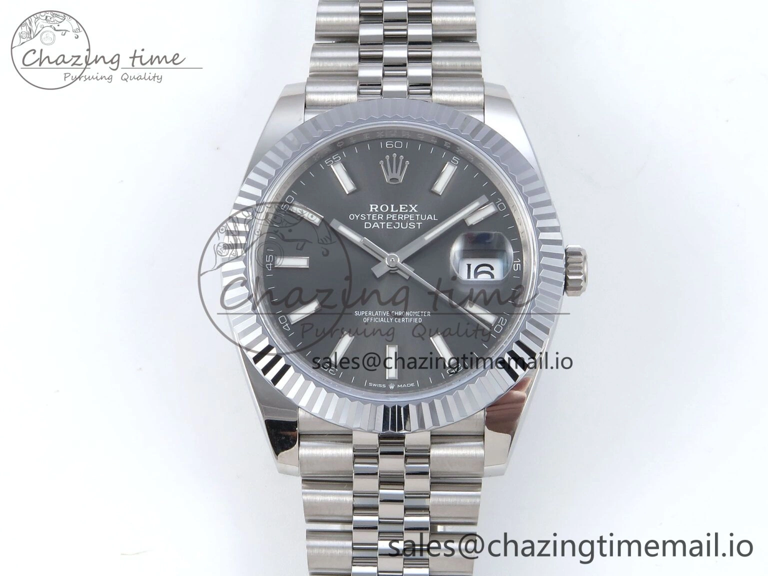 DateJust 41 126334 QF+ 1:1 Best Edition 904L Steel Gray Stick Dial on SS Jubilee Bracelet VR Minimalist 939