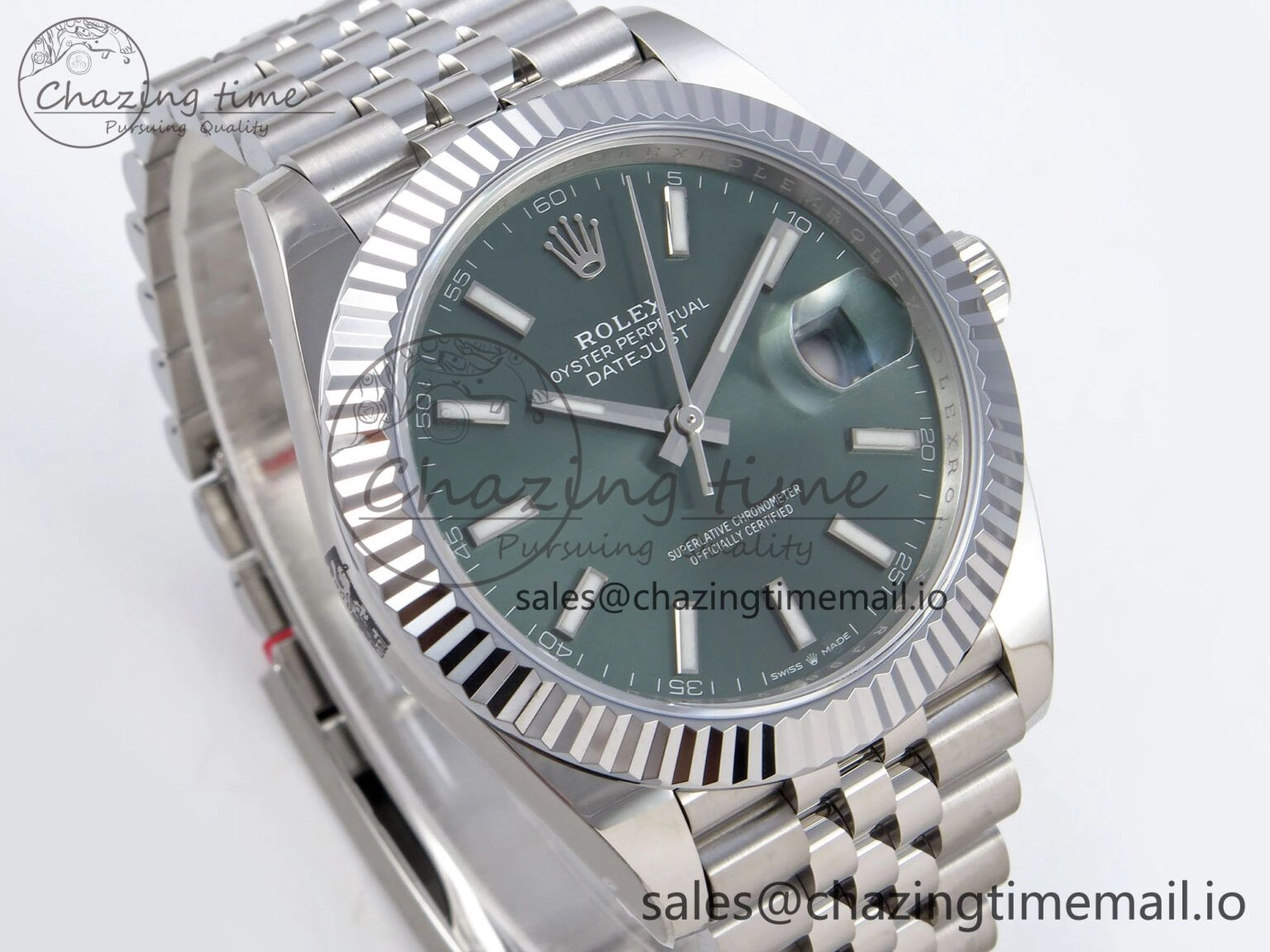 FlexibleFit DateJust 41 126334 QF+ 1:1 Best Edition 904L Steel Green Stick Dial on SS Jubilee Bracelet VR 935