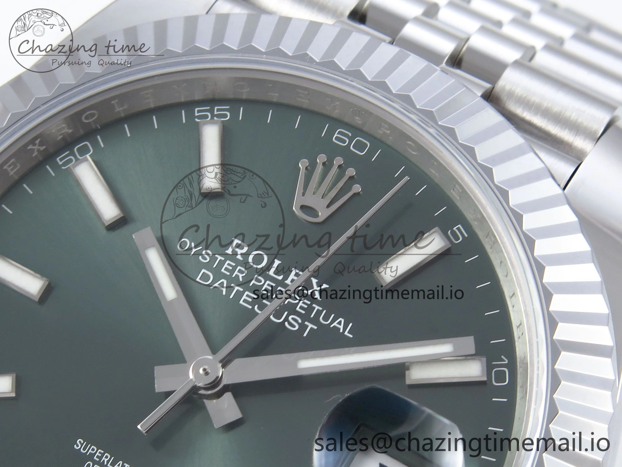 FlexibleFit DateJust 41 126334 QF+ 1:1 Best Edition 904L Steel Green Stick Dial on SS Jubilee Bracelet VR 935