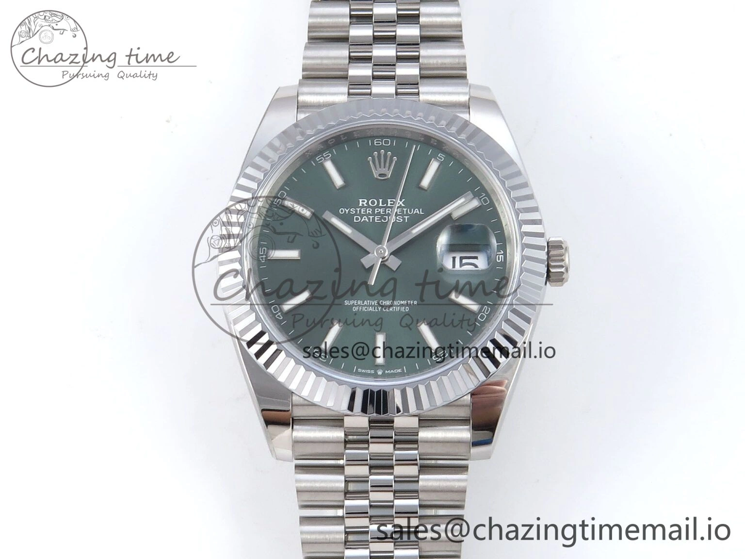 FlexibleFit DateJust 41 126334 QF+ 1:1 Best Edition 904L Steel Green Stick Dial on SS Jubilee Bracelet VR 935
