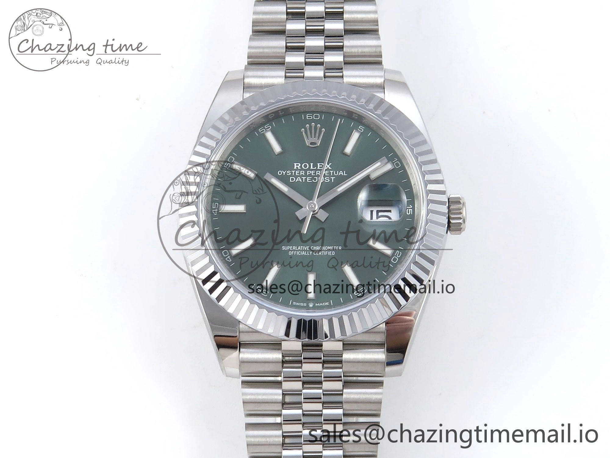 FlexibleFit DateJust 41 126334 QF+ 1:1 Best Edition 904L Steel Green Stick Dial on SS Jubilee Bracelet VR 935