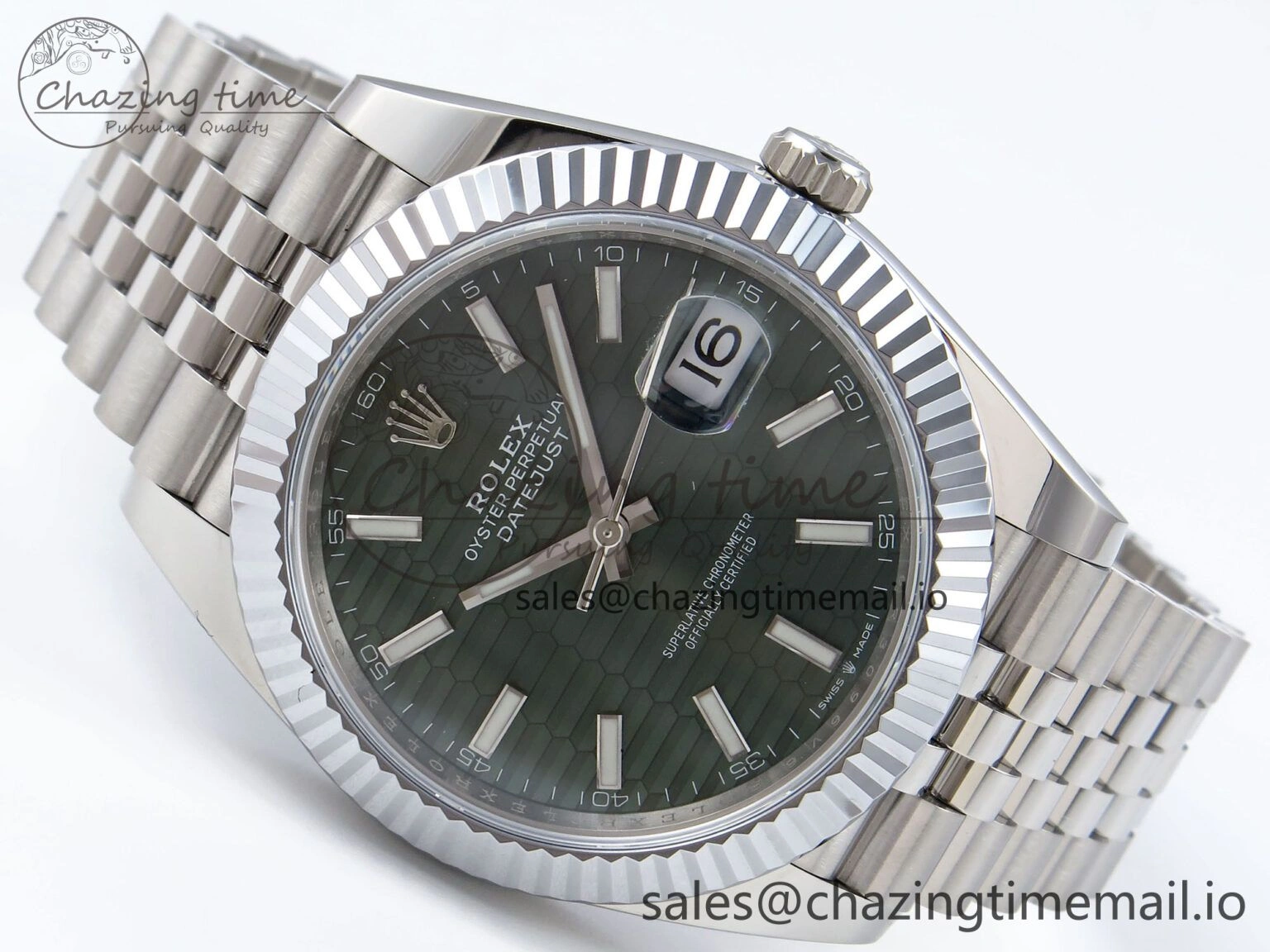 Refined DateJust 41 126334 QF+ 1:1 Best Edition 904L Steel Green Textured Stick Dial on SS Jubilee Bracelet VR 940