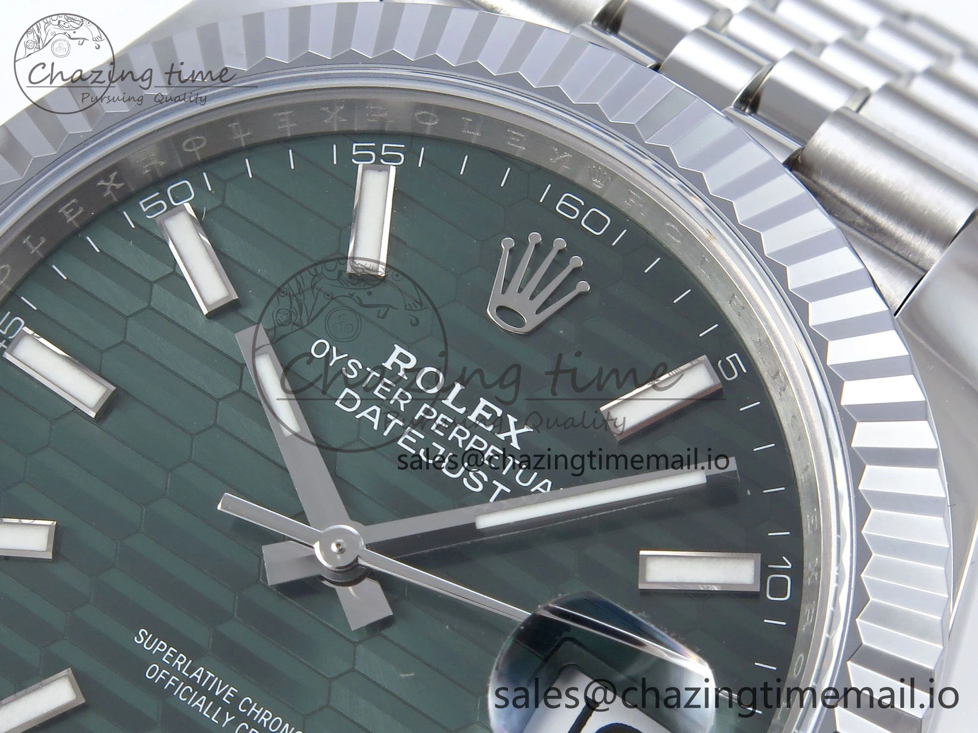Refined DateJust 41 126334 QF+ 1:1 Best Edition 904L Steel Green Textured Stick Dial on SS Jubilee Bracelet VR 940