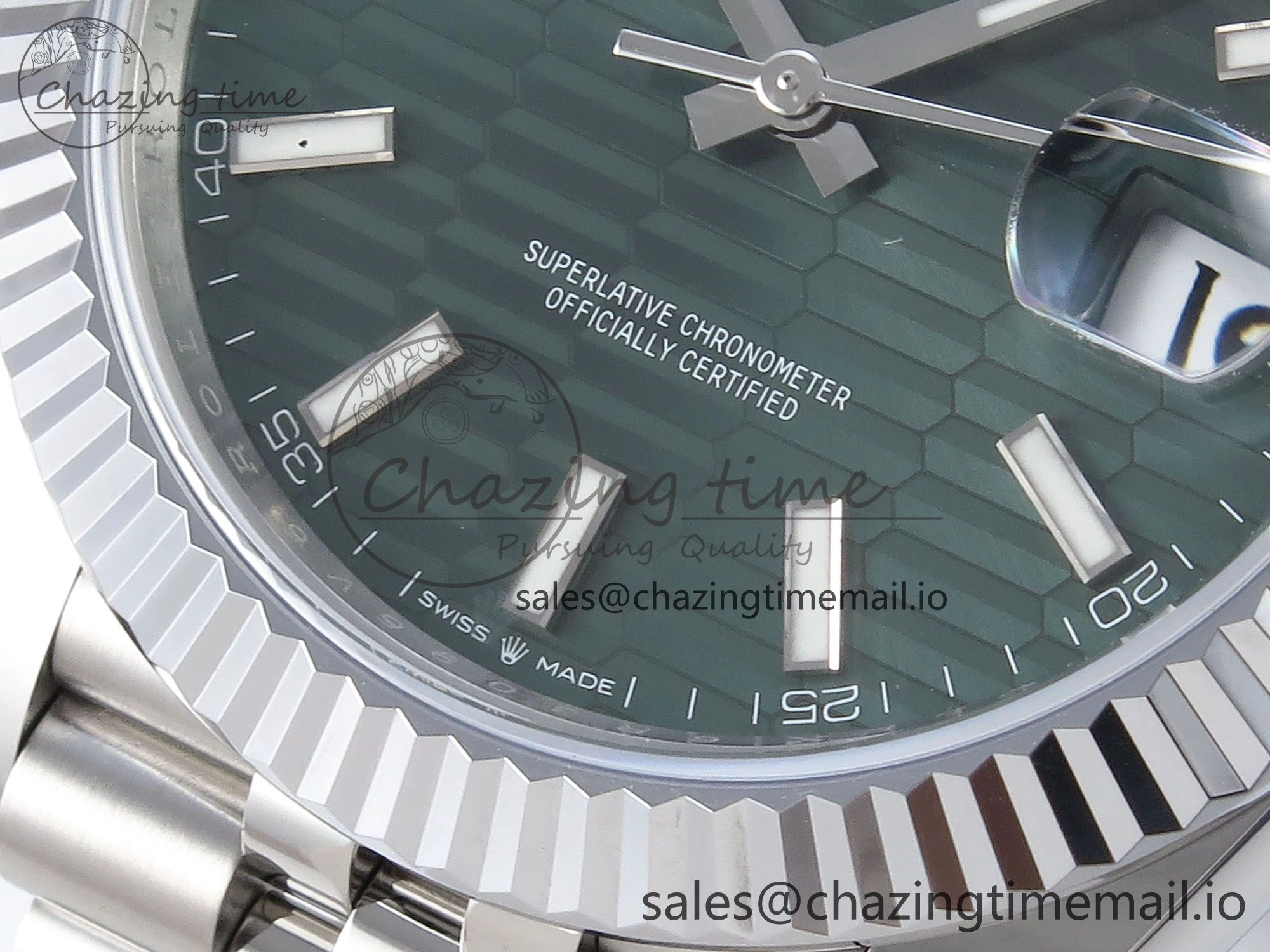 Refined DateJust 41 126334 QF+ 1:1 Best Edition 904L Steel Green Textured Stick Dial on SS Jubilee Bracelet VR 940