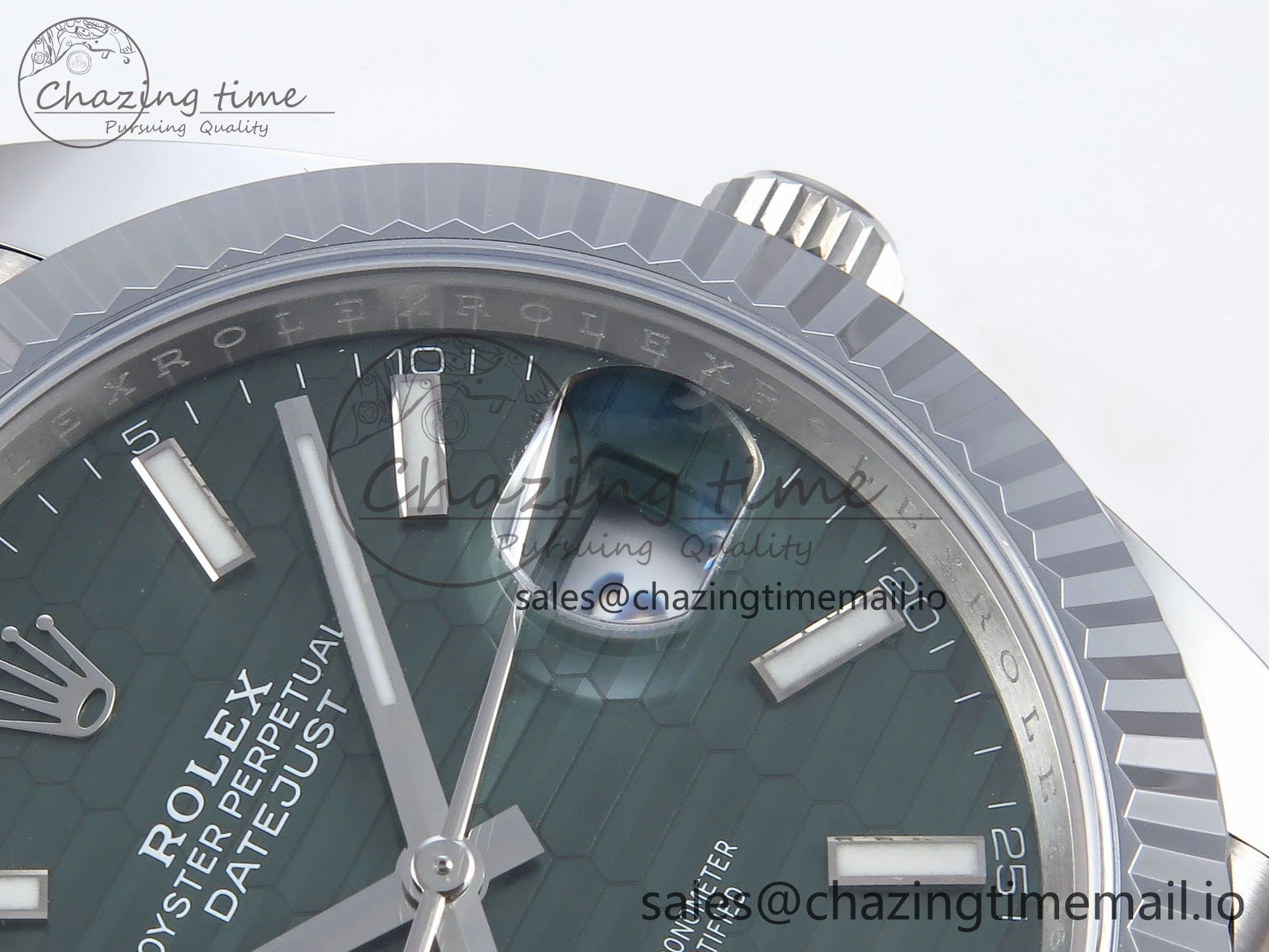 Refined DateJust 41 126334 QF+ 1:1 Best Edition 904L Steel Green Textured Stick Dial on SS Jubilee Bracelet VR 940
