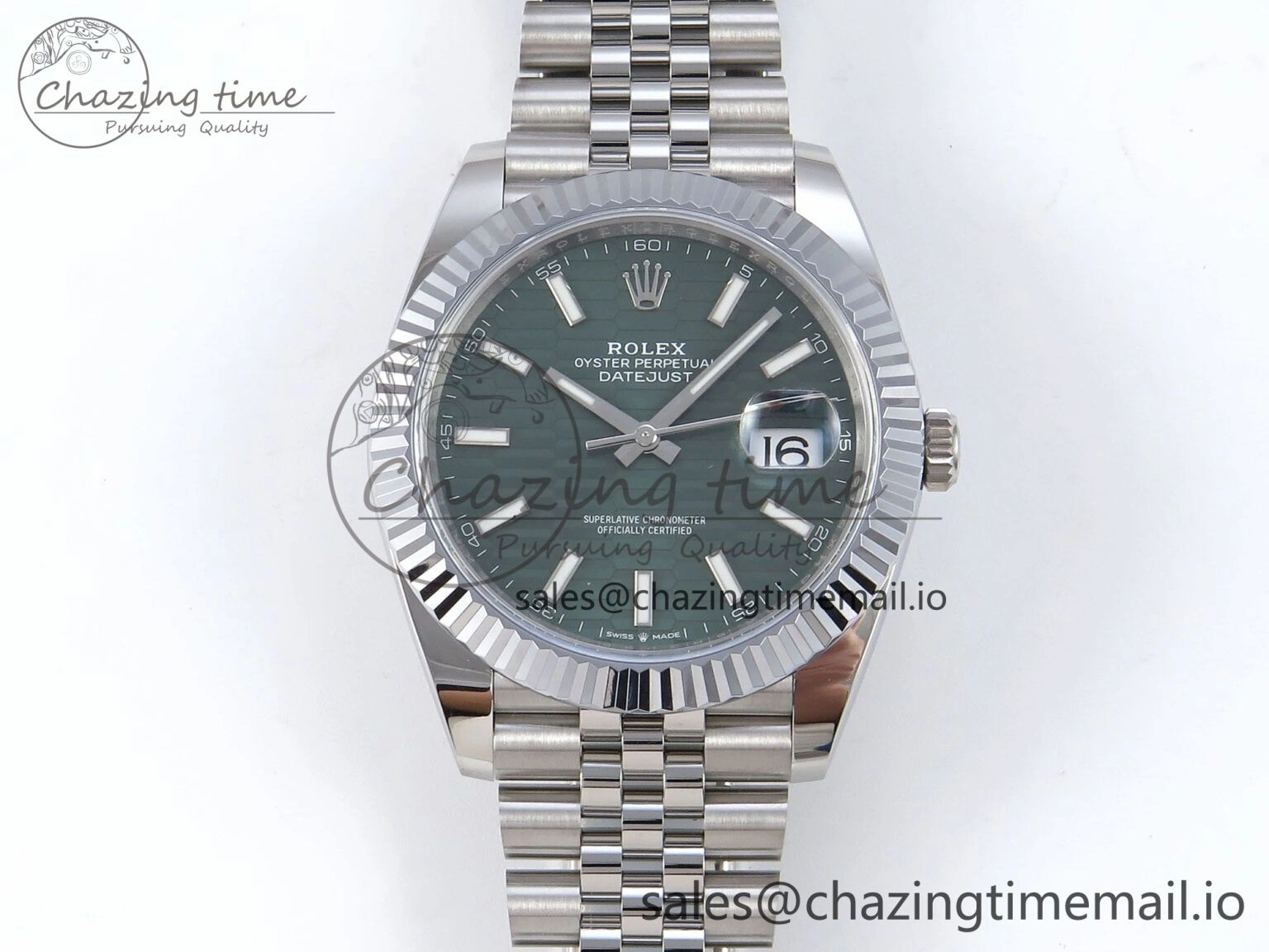 Refined DateJust 41 126334 QF+ 1:1 Best Edition 904L Steel Green Textured Stick Dial on SS Jubilee Bracelet VR 940