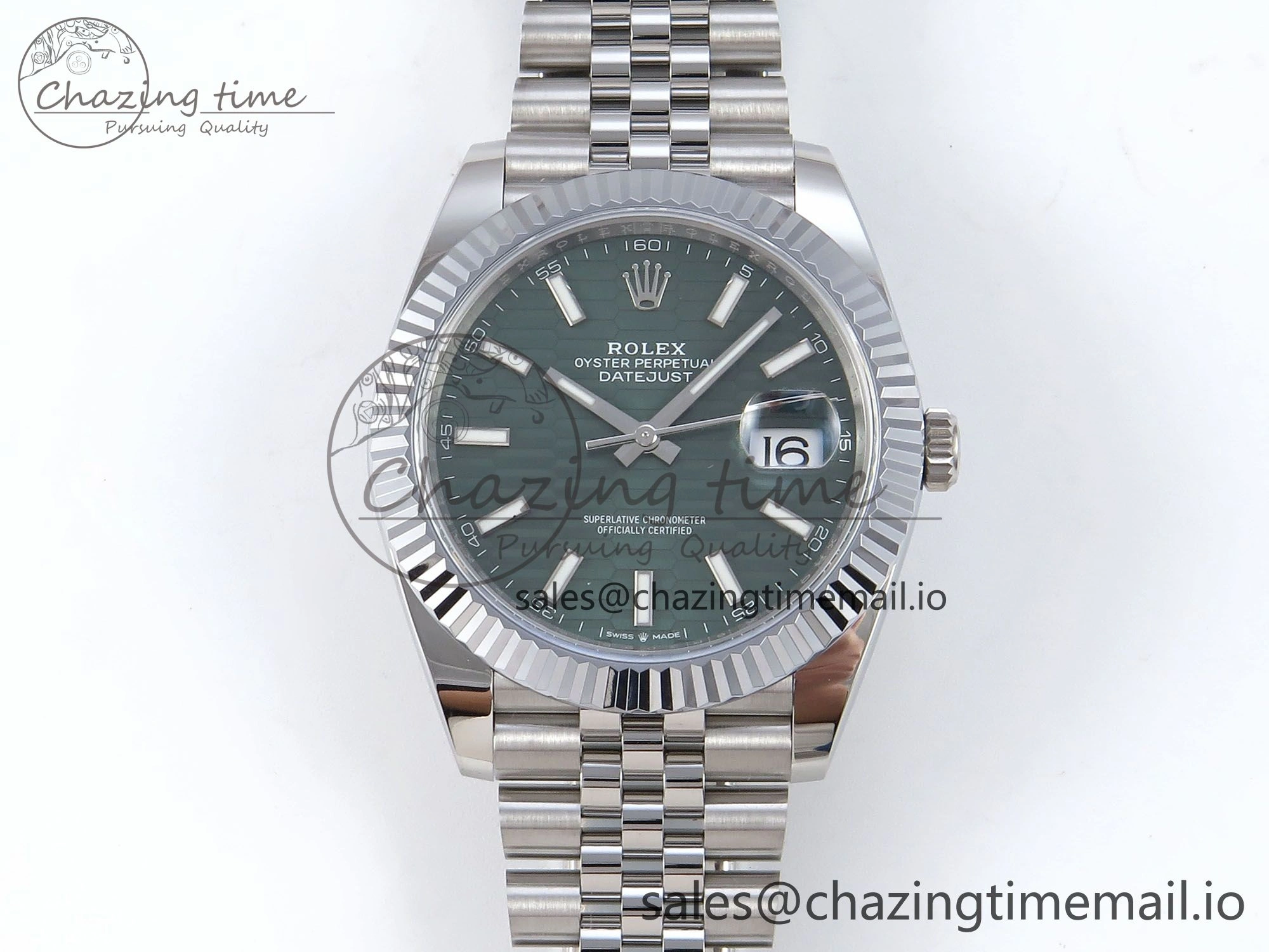 Refined DateJust 41 126334 QF+ 1:1 Best Edition 904L Steel Green Textured Stick Dial on SS Jubilee Bracelet VR 940