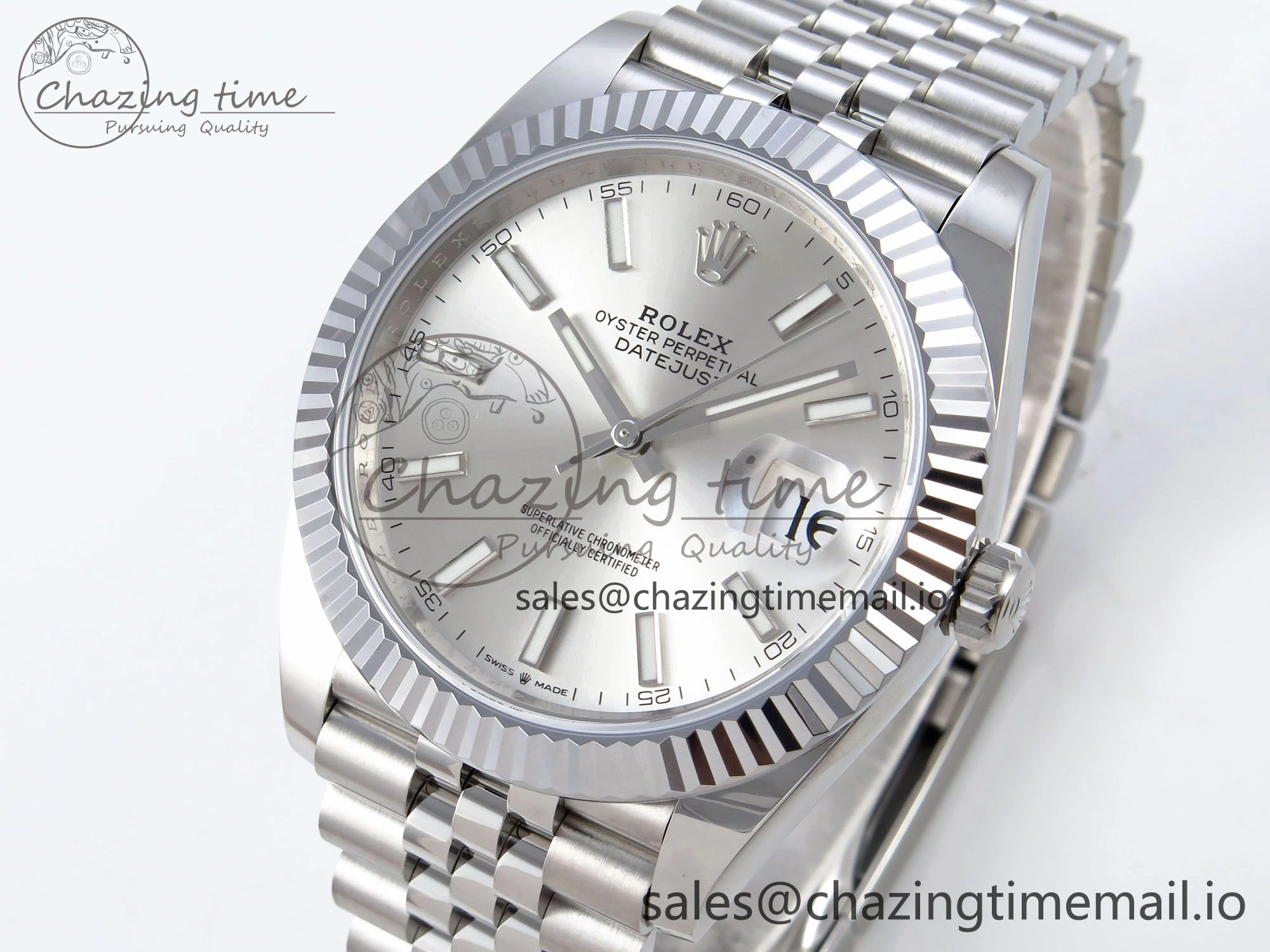 WellDesigned DateJust 41 126334 QF+ 1:1 Best Edition 904L Steel Silver Stick Dial on SS Jubilee Bracelet VR 934