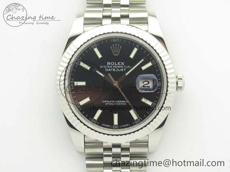 Unique DateJust 41 126334 SS REF 1:1 Best Edition Black Dial Stick Markers on Jubilee Bracelet A3235 Clone V 3383