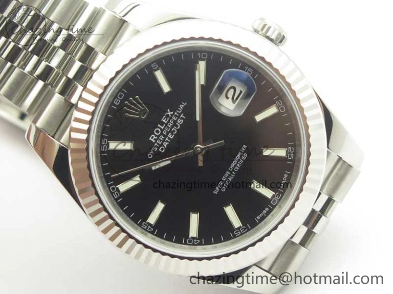 Unique DateJust 41 126334 SS REF 1:1 Best Edition Black Dial Stick Markers on Jubilee Bracelet A3235 Clone V 3383