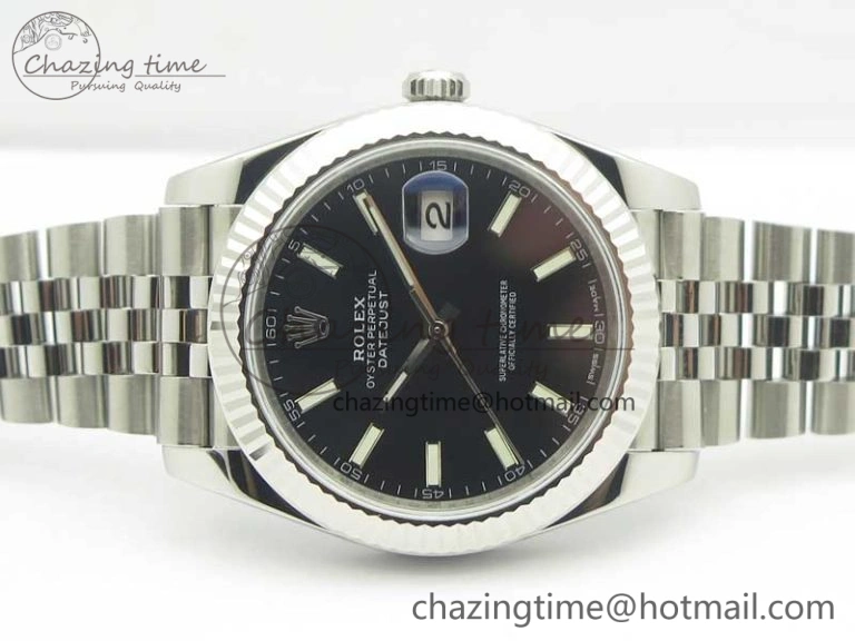 Unique DateJust 41 126334 SS REF 1:1 Best Edition Black Dial Stick Markers on Jubilee Bracelet A3235 Clone V 3383
